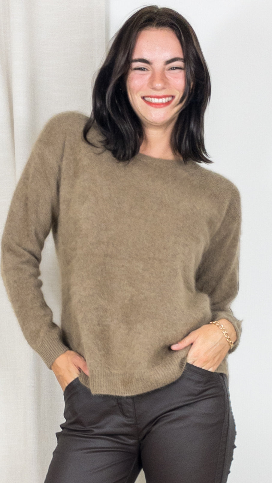 PULL COL ROND EN RACCOON ESTHEME WES23A12HR TAUPE BISON