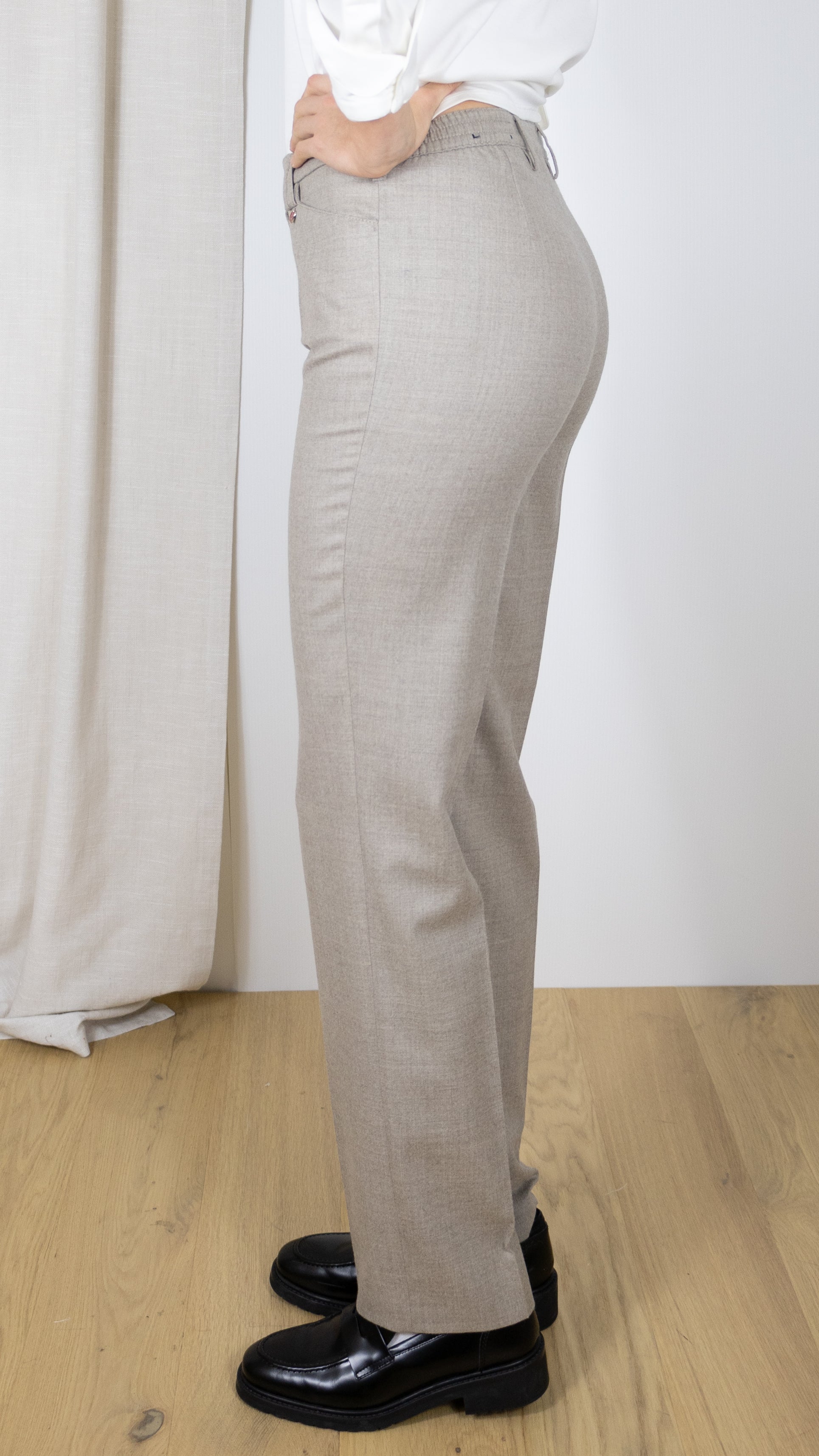  PANTALON DROIT EN LAINE STEFFY TONI TAUPE