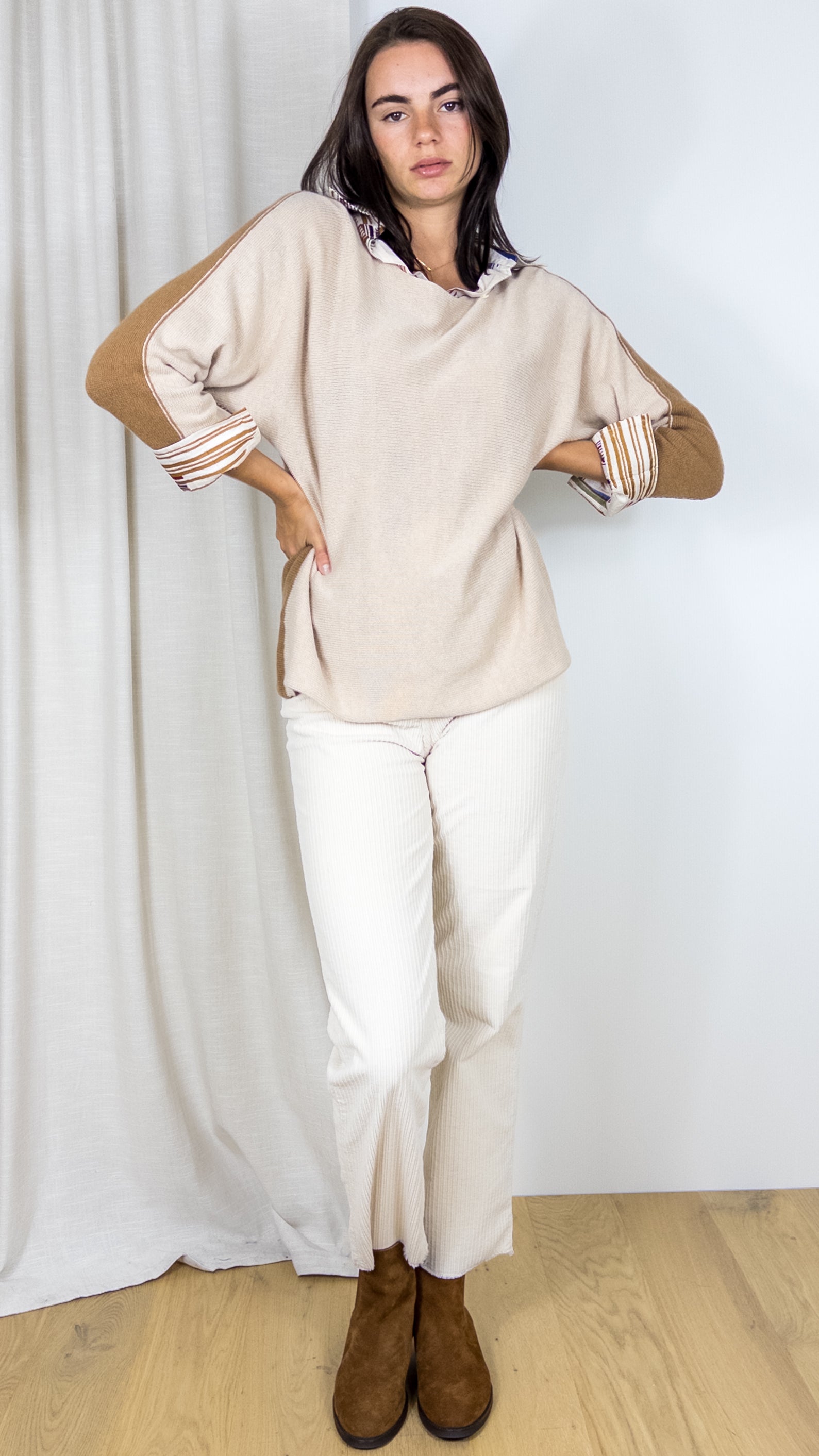 PULL BICOLORE 1717 WHY NOT BEIGE CAMEL