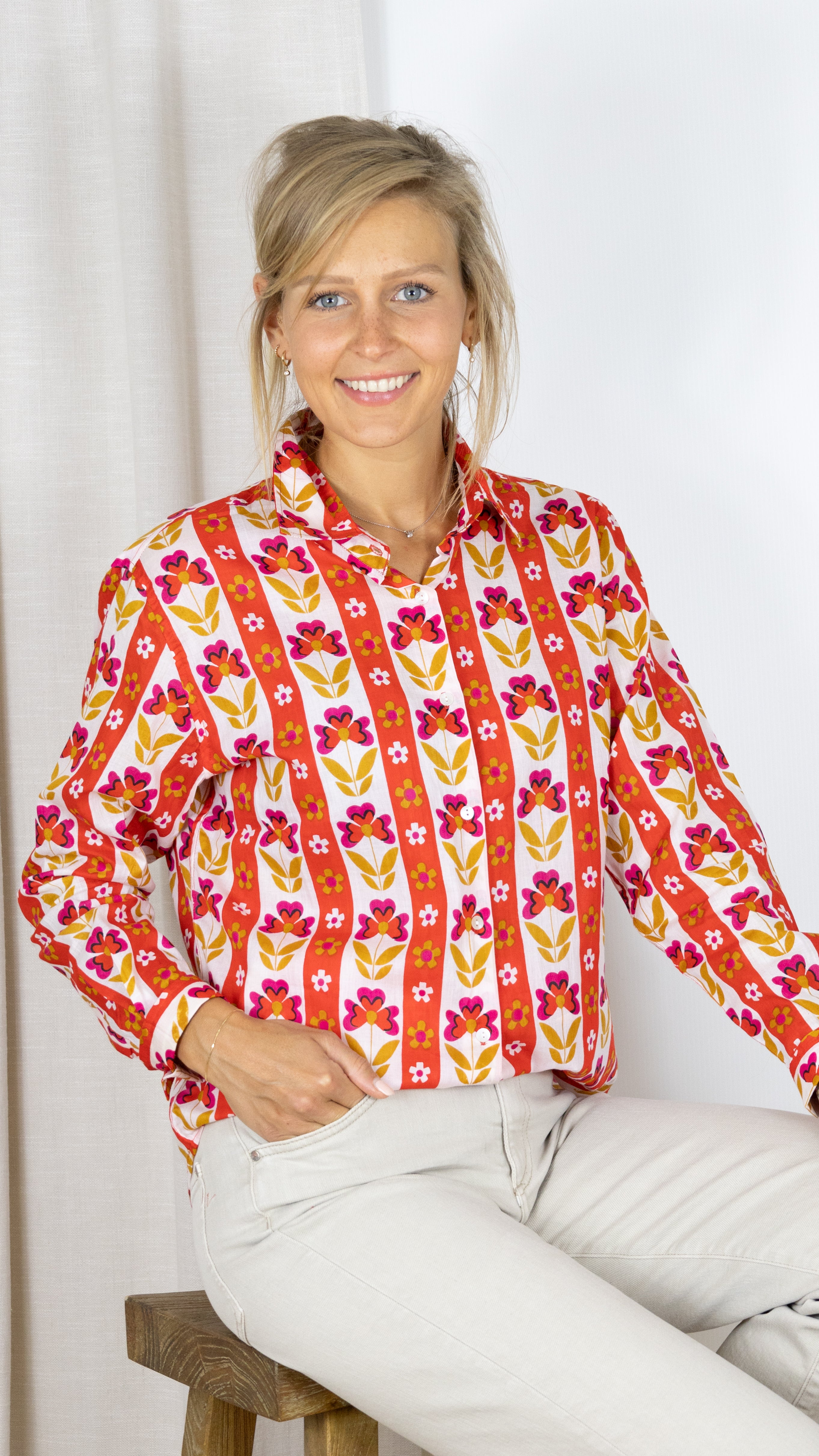 CHEMISE IMPRIMEE 65455 C55 LUKAP 0600 ROUGE CLAIR 