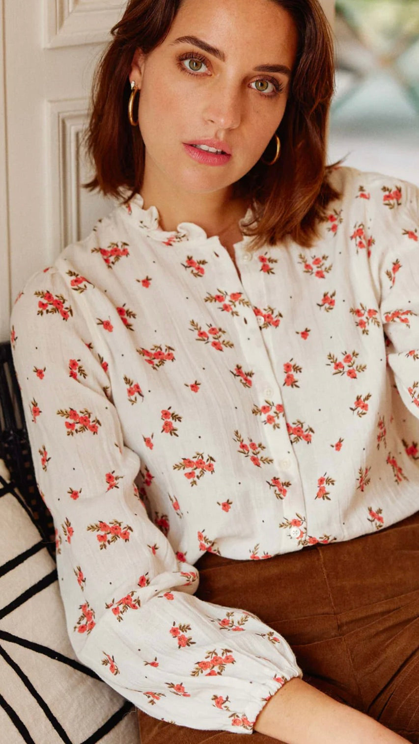 BLOUSE IMPRIME FLEURI LA PETITE ETOILE OLYMPA ECRU