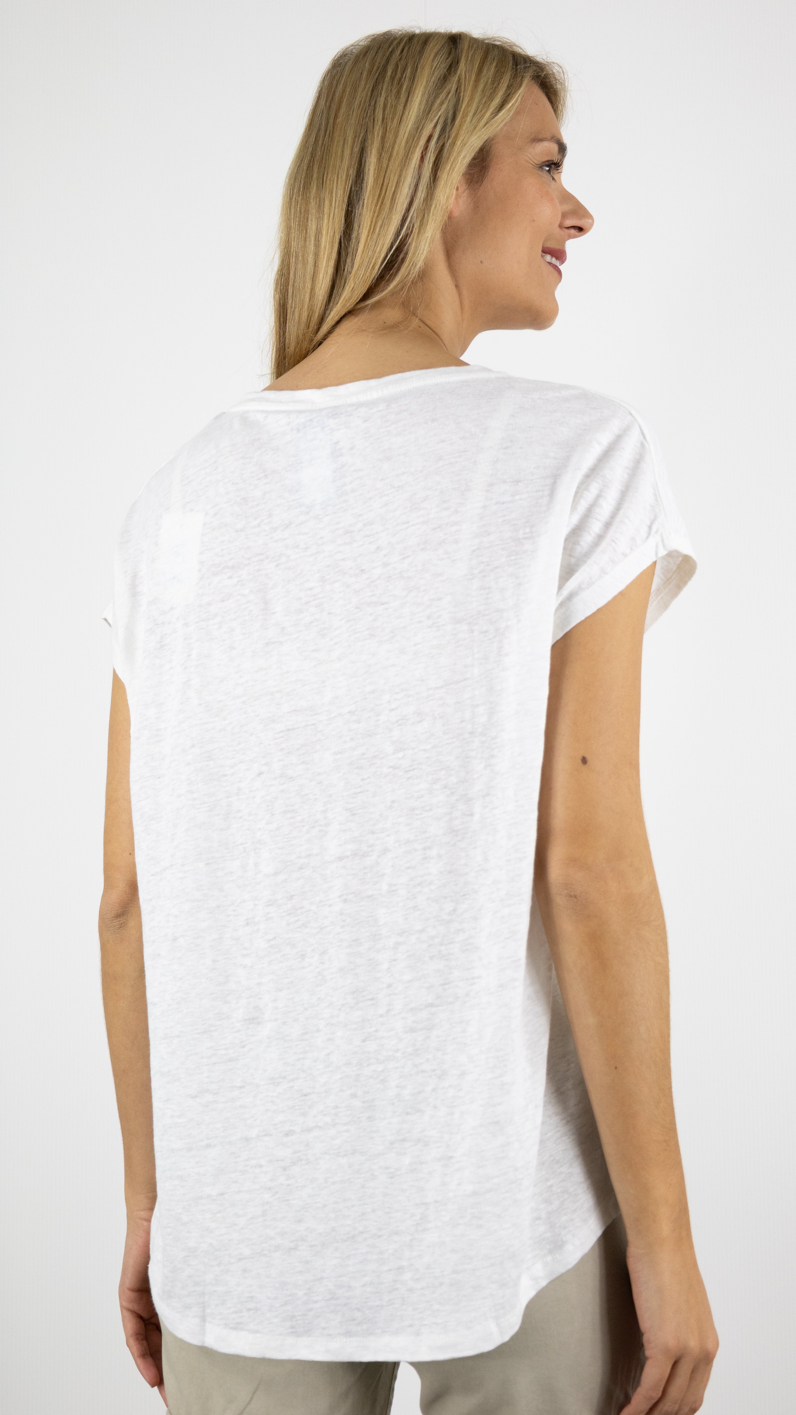 TEE SHIRT V EN LIN MAJESTIC FTS159 M011#color_001/BLANC