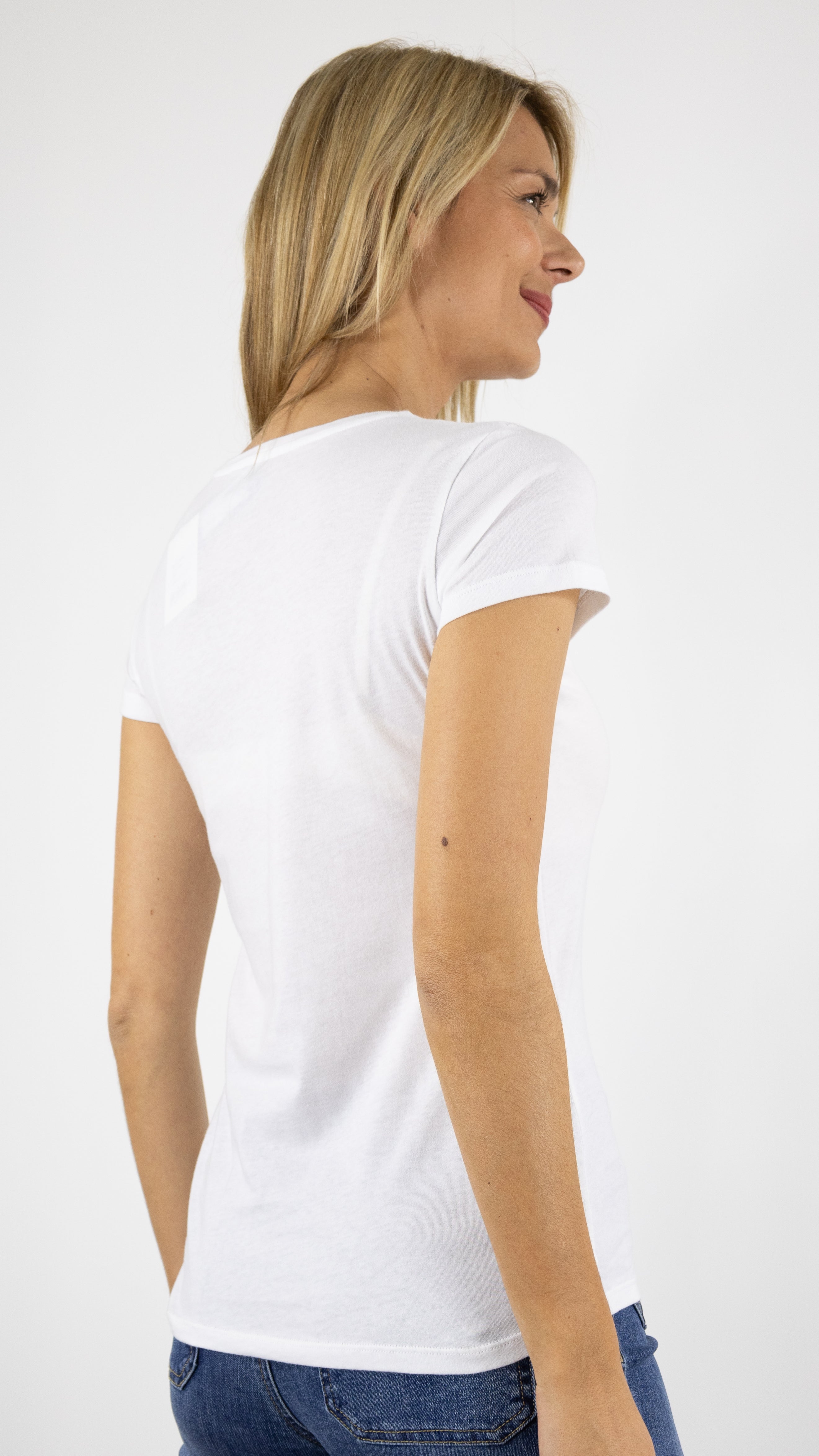 TEE SHIRT COL ROND EN COTON FTS018 M007 BLANC