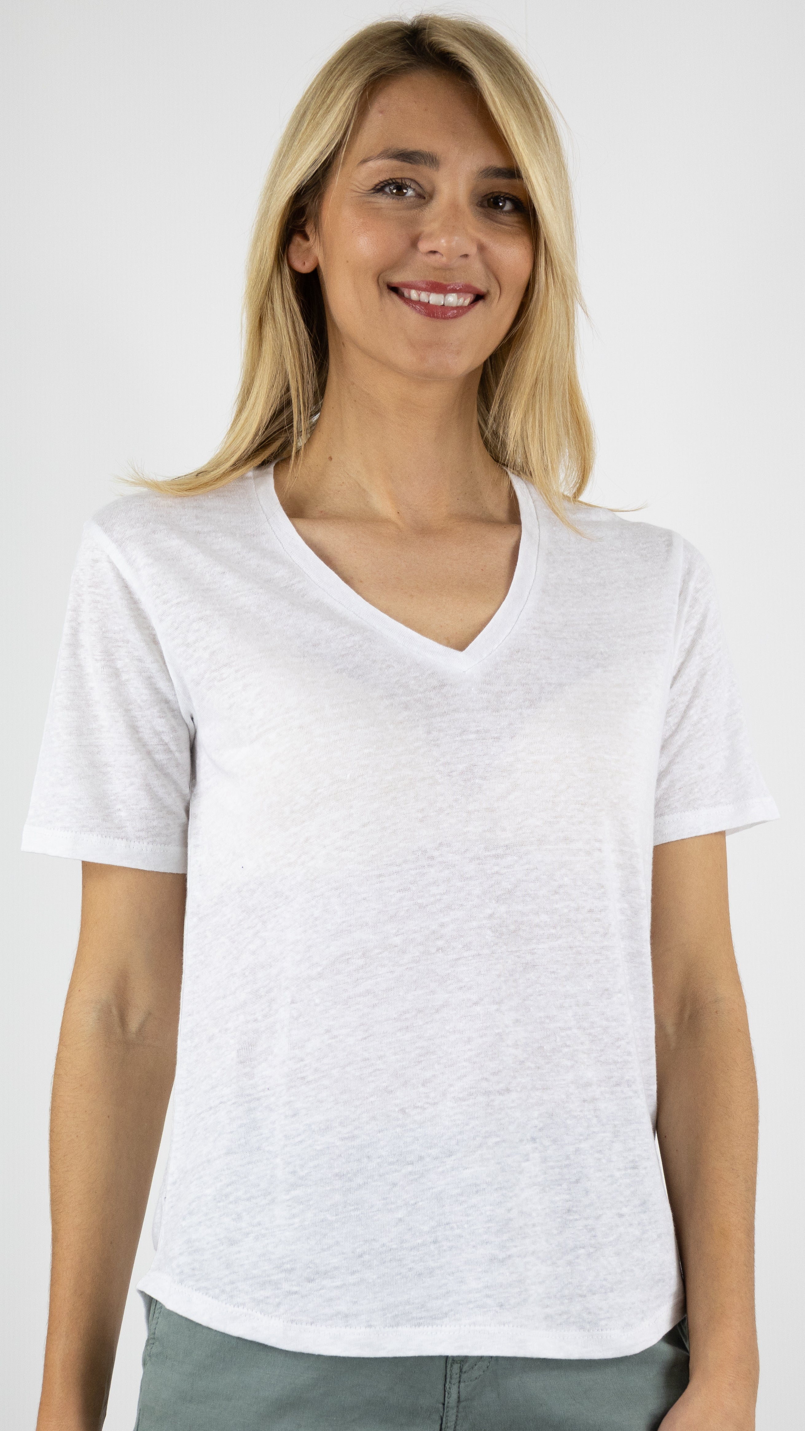 TEE SHIRT EN LIN V JATA NOT SHY#color_BLANC