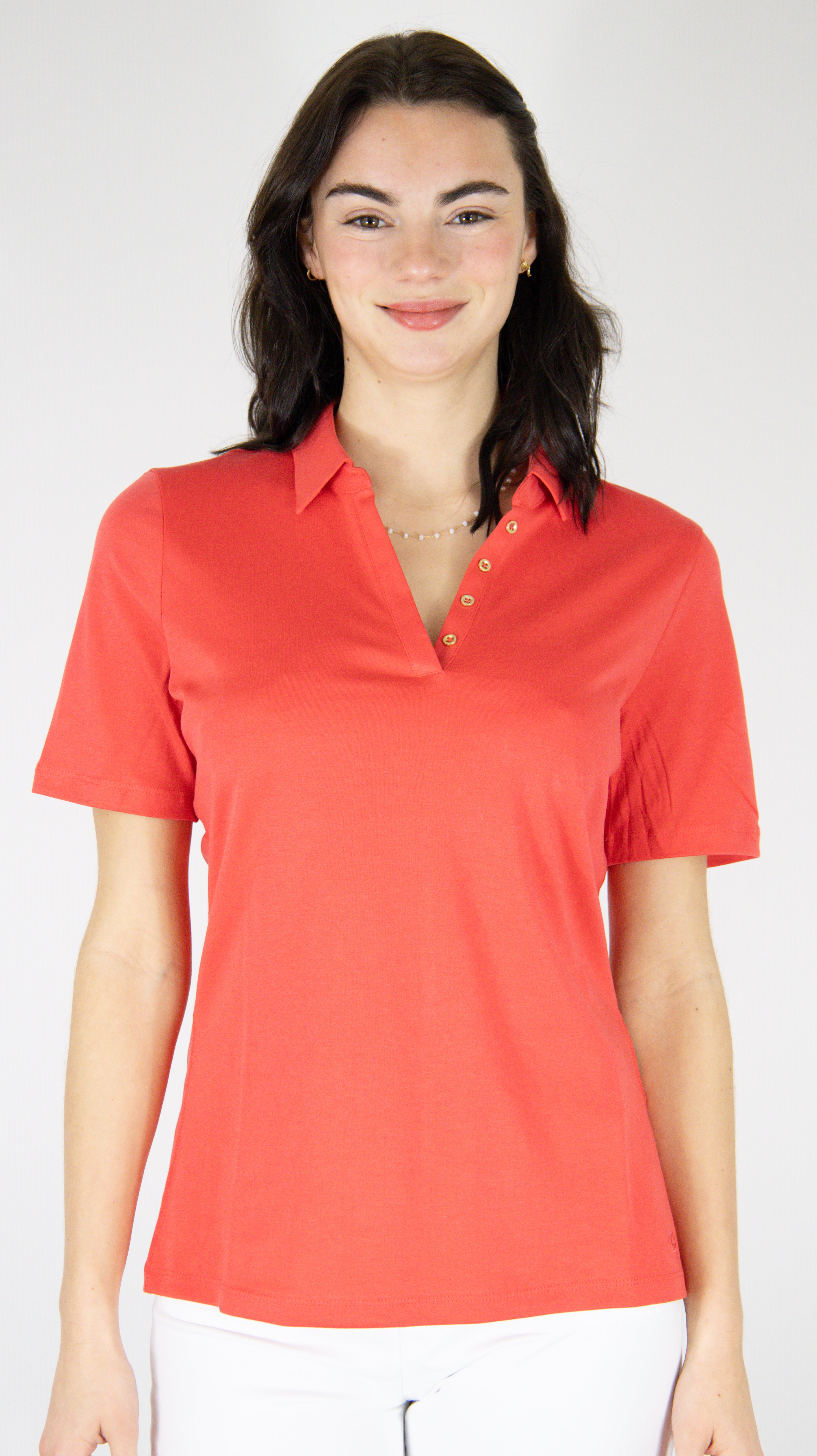 TEE SHIRT POLO MANCHES COURTES GERRY WEBER 977052 CORAIL#color_60140/corail