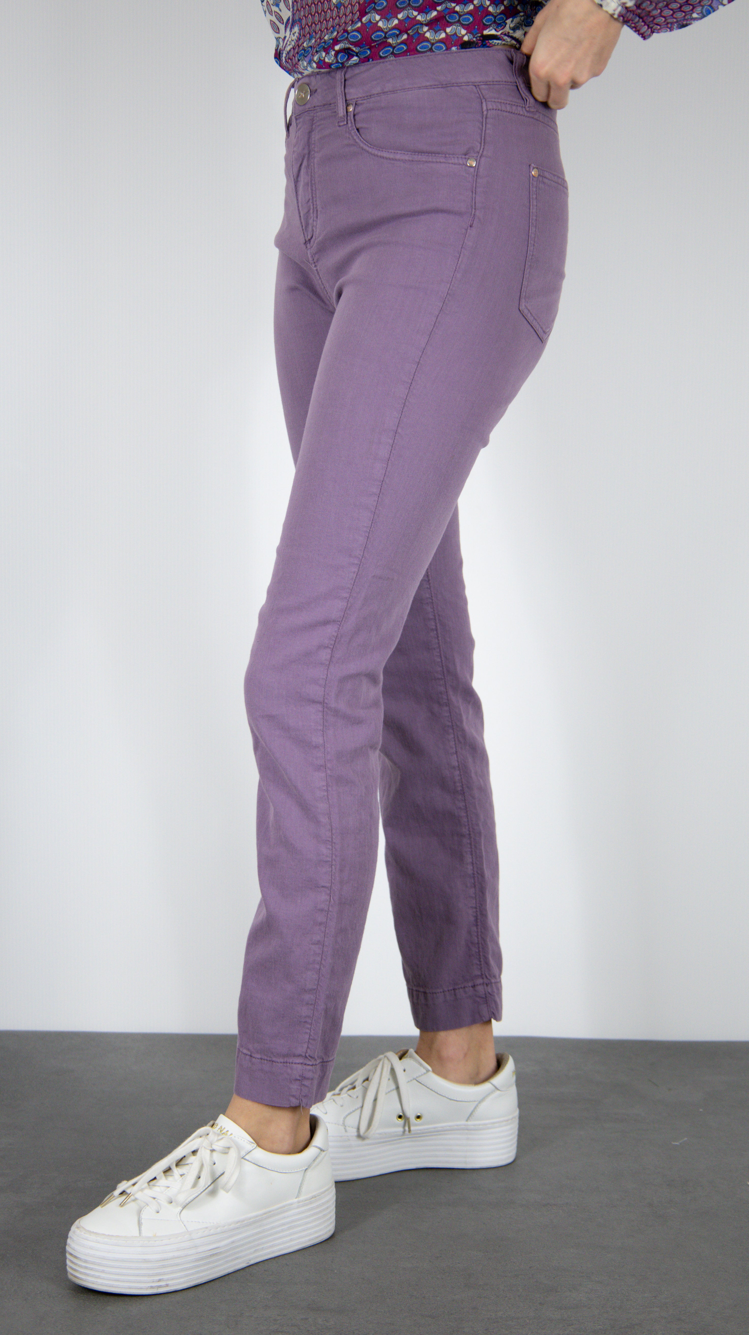 PANTALON DROIT LONG MARIN HYBRIDE LIN ISLOW #color_aubergine