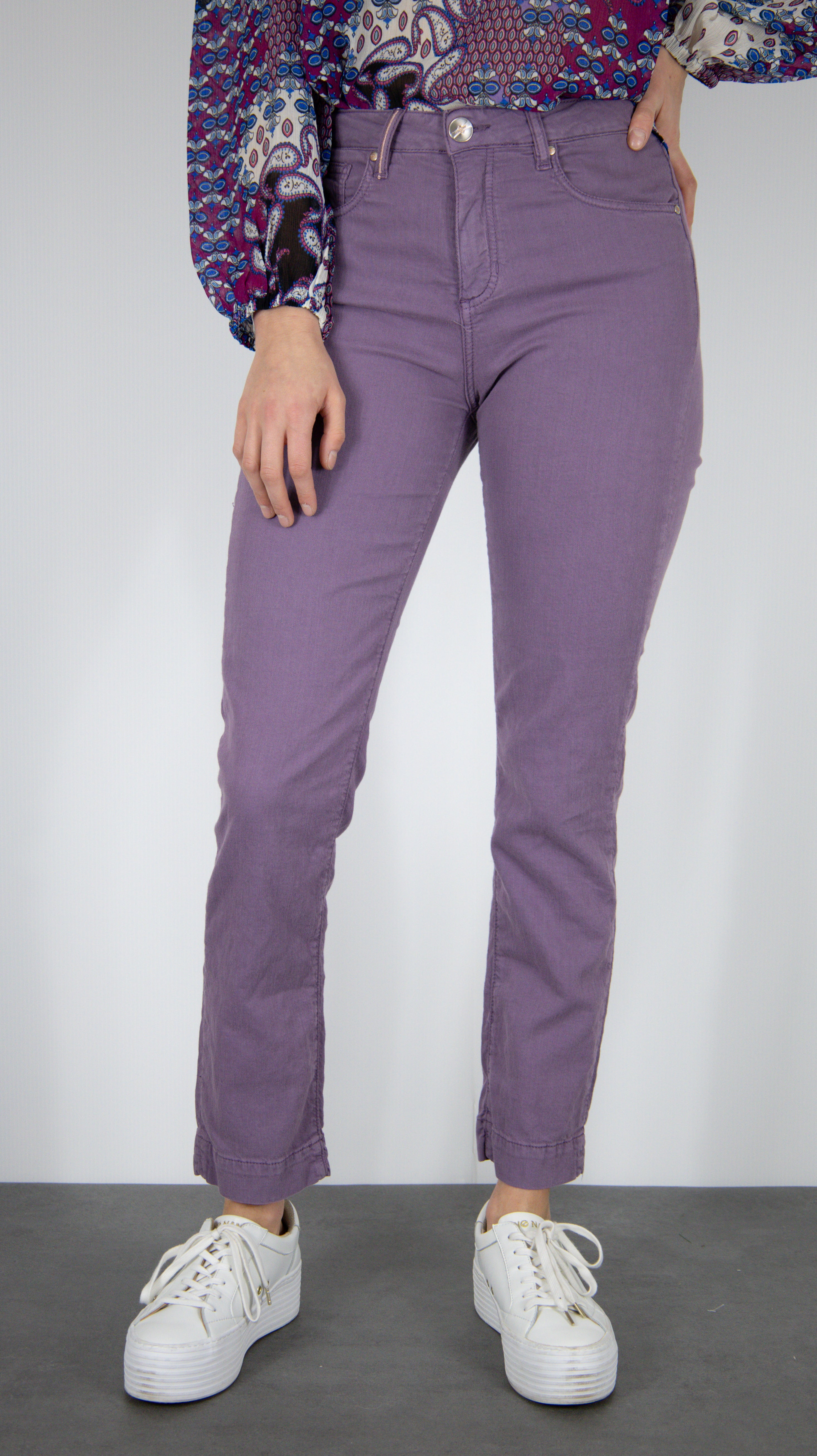 PANTALON DROIT LONG MARIN HYBRIDE LIN ISLOW #color_aubergine