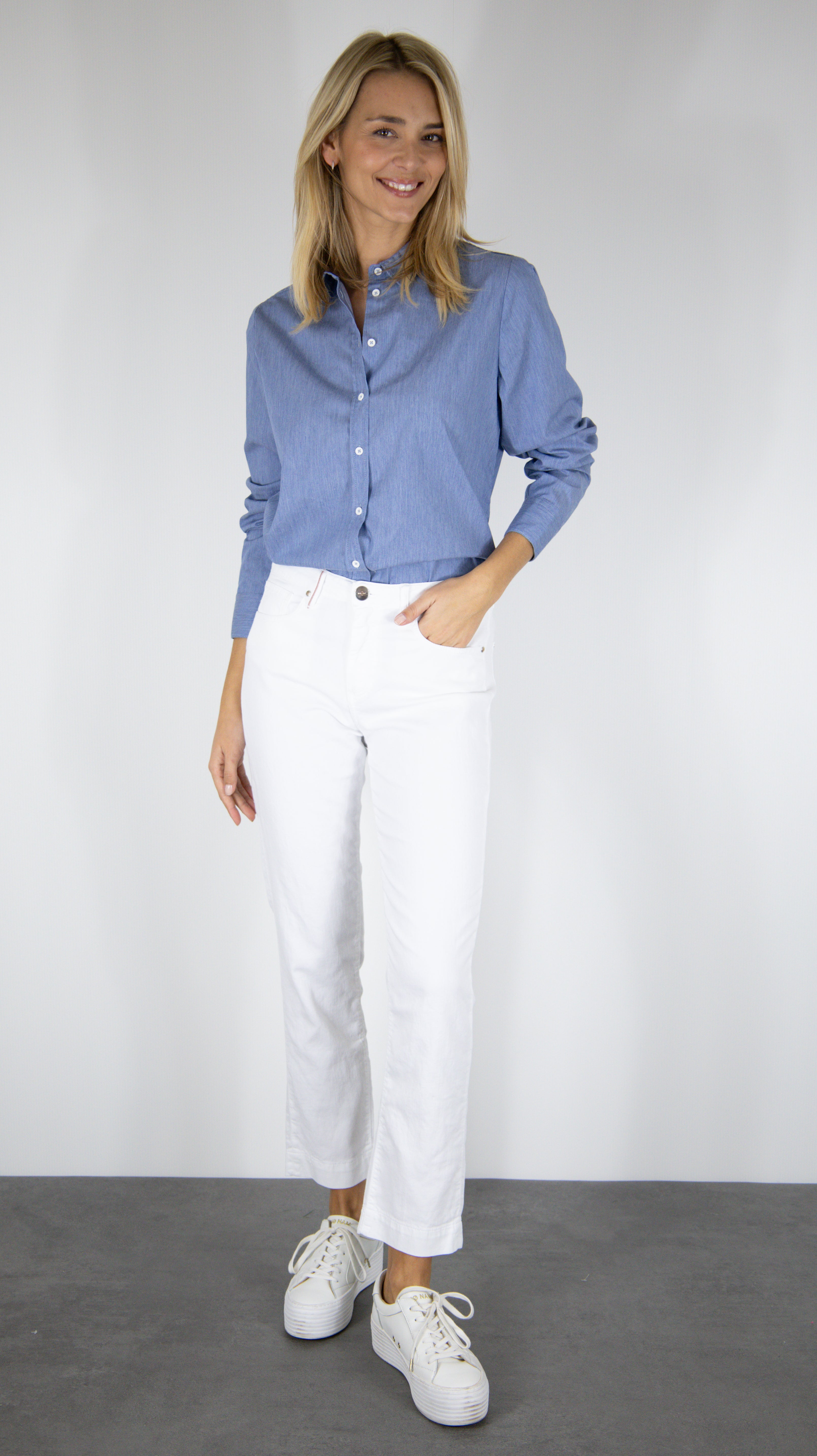 PANTALON DROIT LONG MARIN HYBRIDE LIN ISLOW #color_blanc