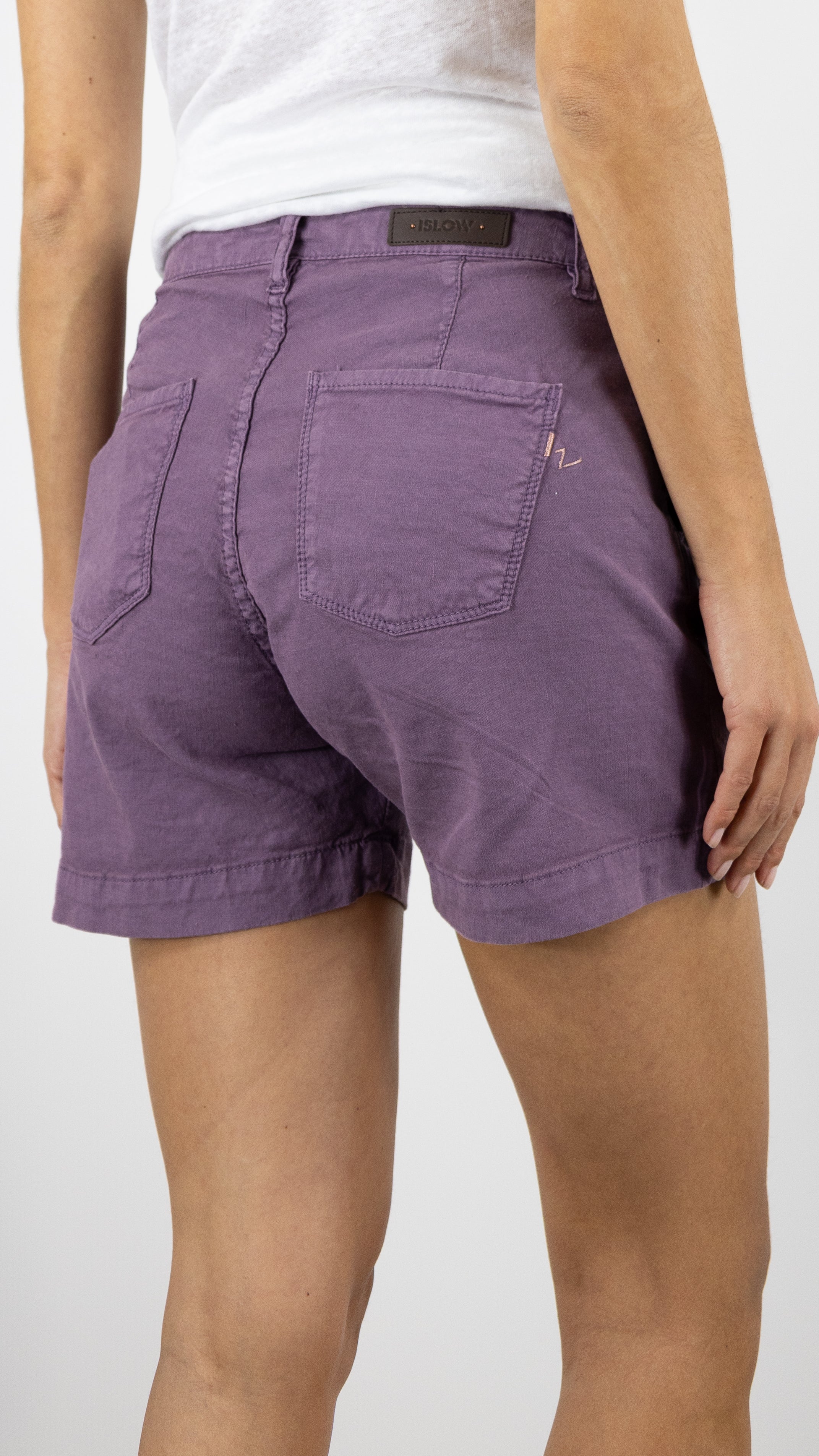 SHORT CHINO ANTON ISLOW#color_AUBERGINE