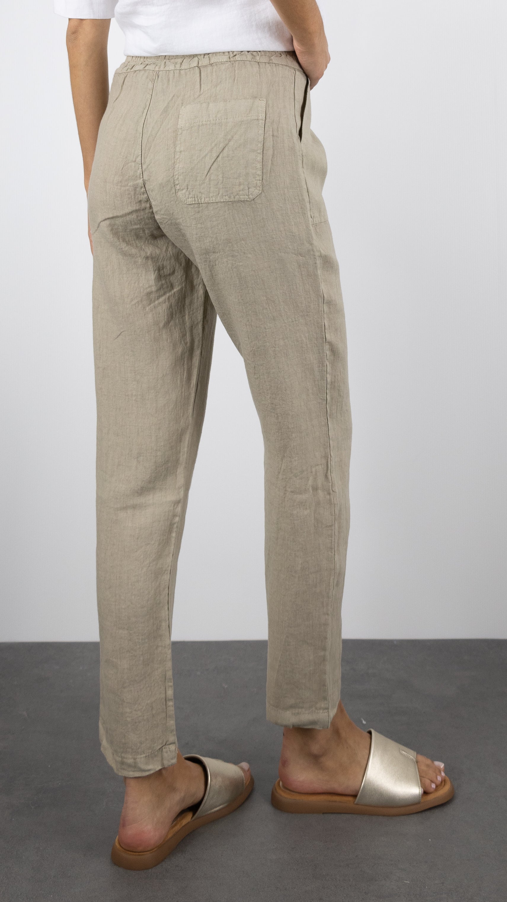  PANTALON EN LIN 2 POCHES CARGO PTL3572 BEIGE