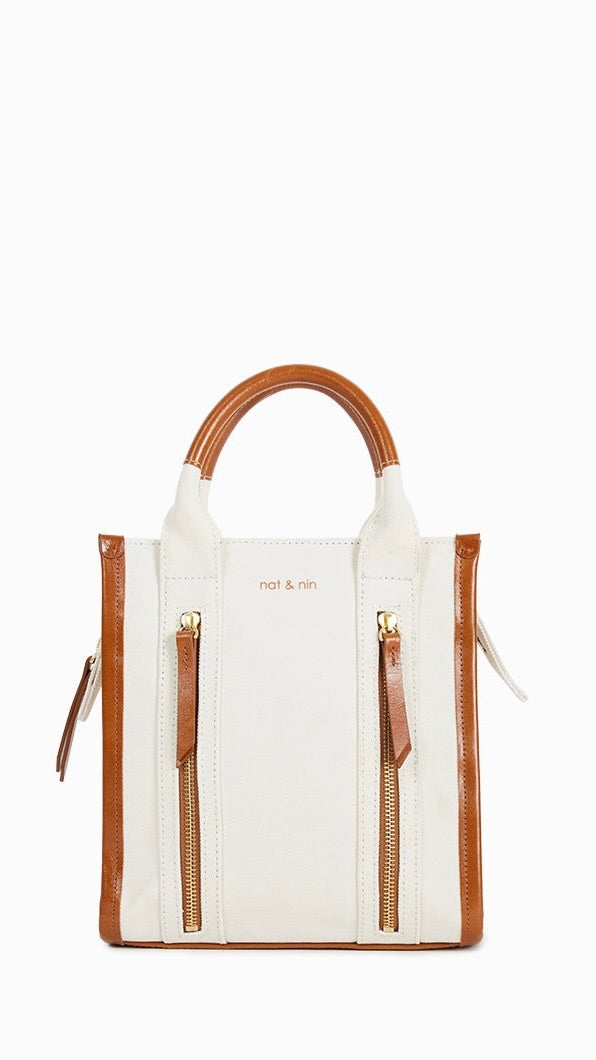 MINI CABAS ZIPPE TOILE SAC MINI OPERA NAT ET NIN BEIGE CAMEL