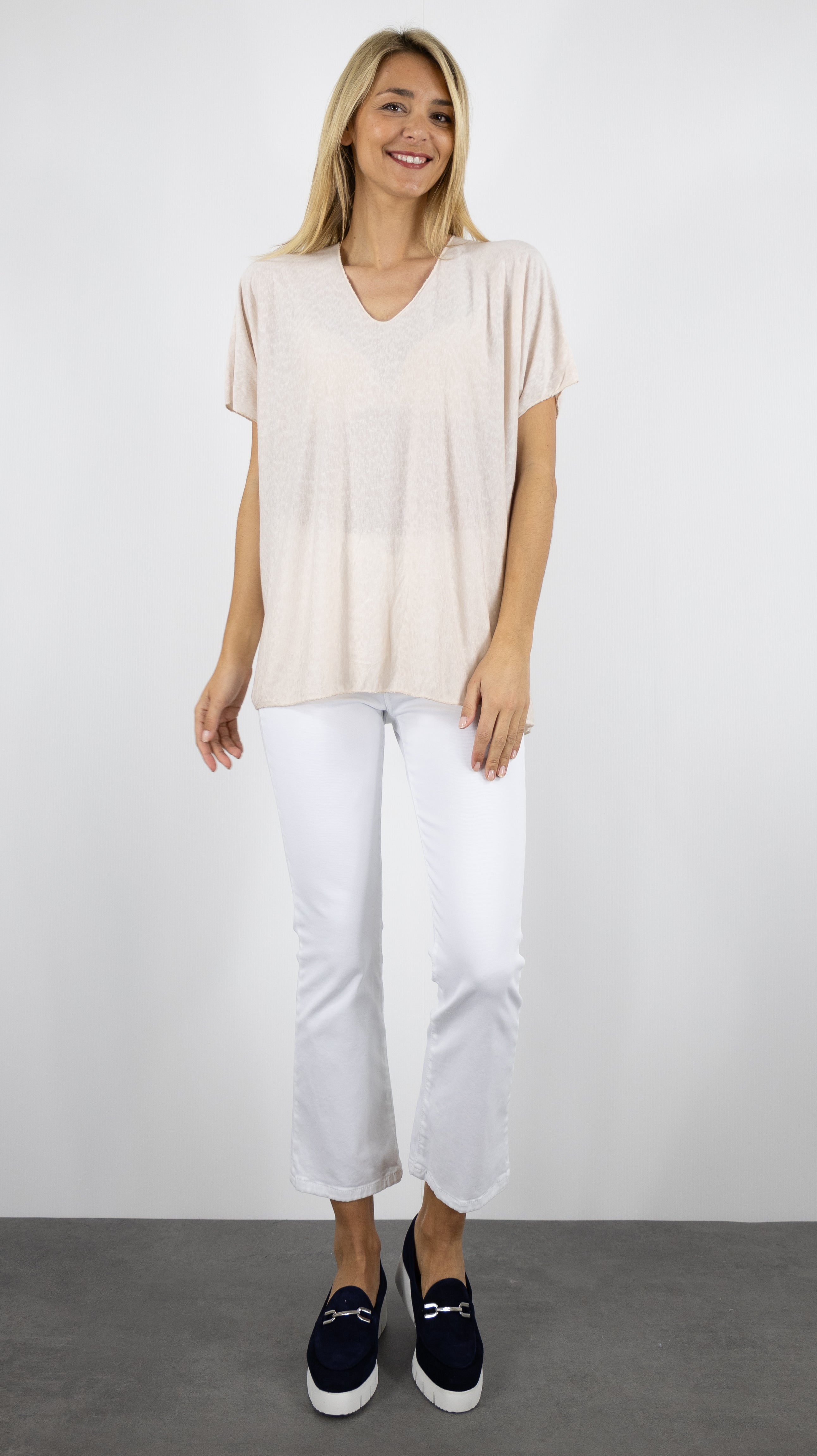 TEE SHIRT AMPLE MANCHES COURTES COL V ANDROMEDE 652224#color_beige