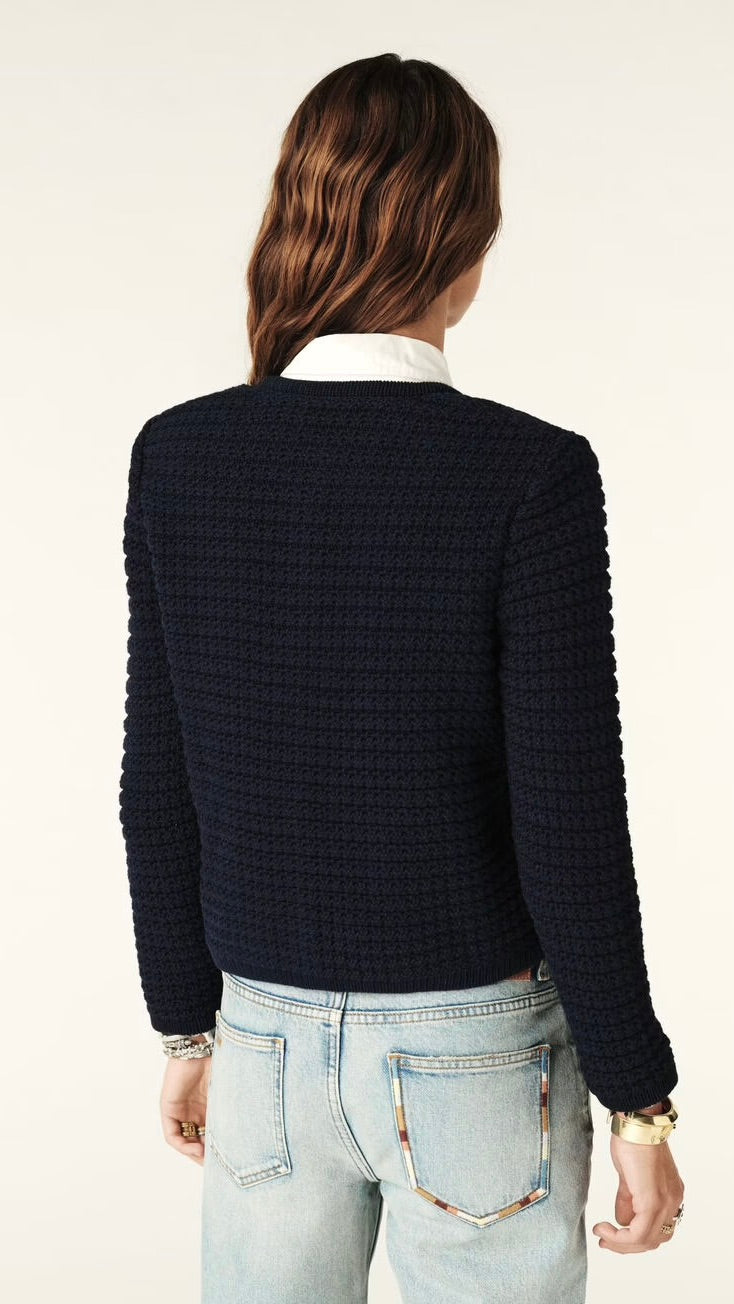 GILET COURT MAILLE CARDIGAN GASPARD BASH#COLOR_MARINE