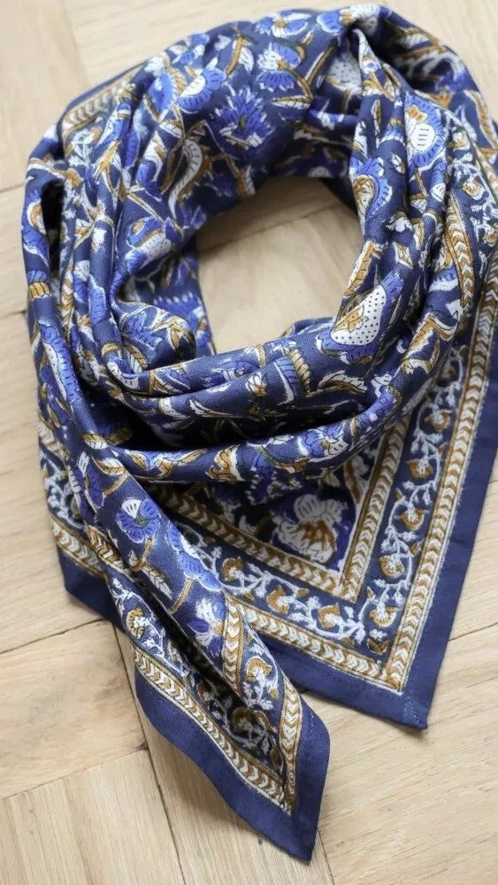 FOULARD IMPRIME EN COTON JAYA BELLEMME#color_MARINE