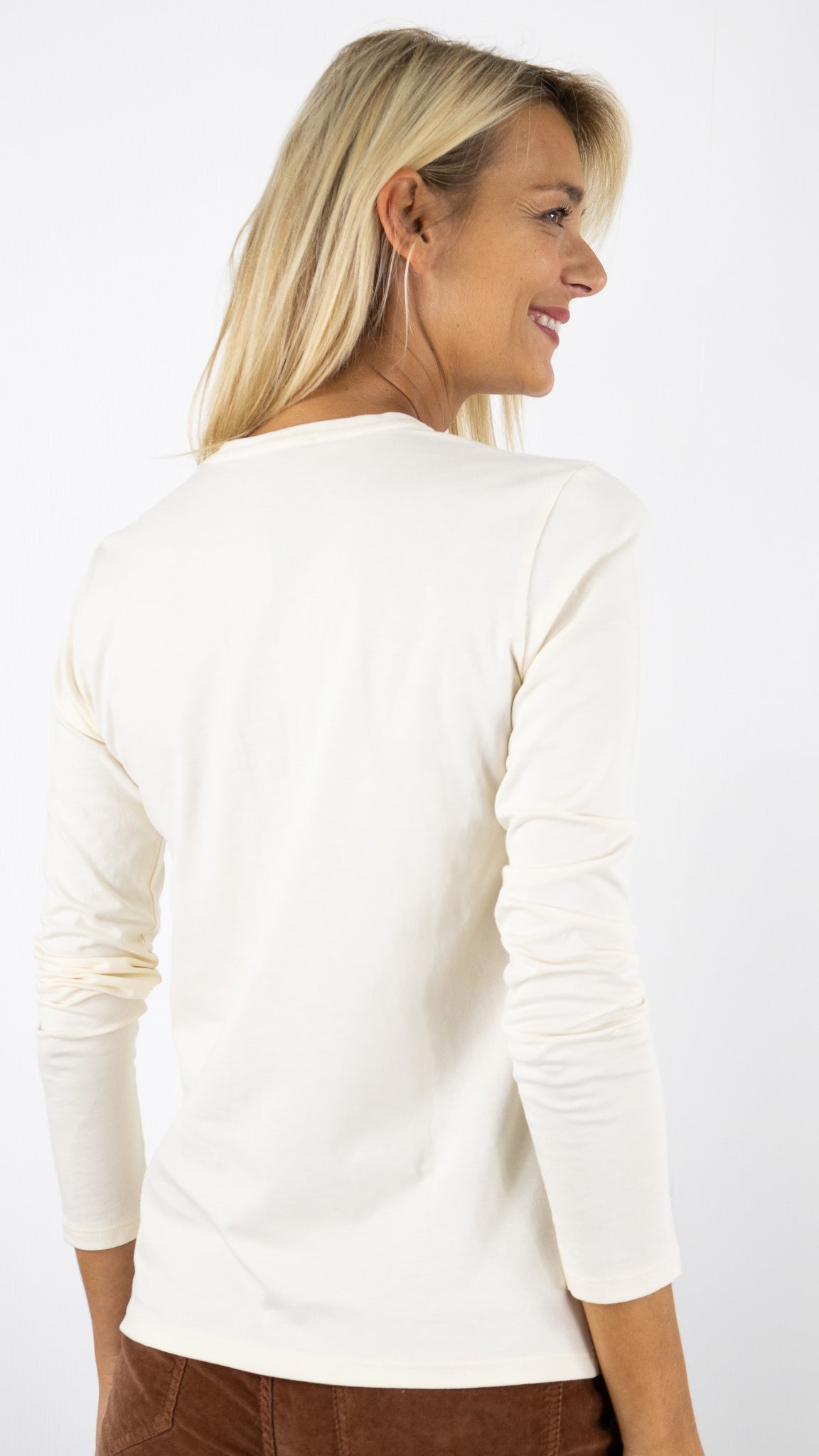 TEE SHIRT V EN COTON PIMA CHLOE ANONYM#COLOR_FOSSILE