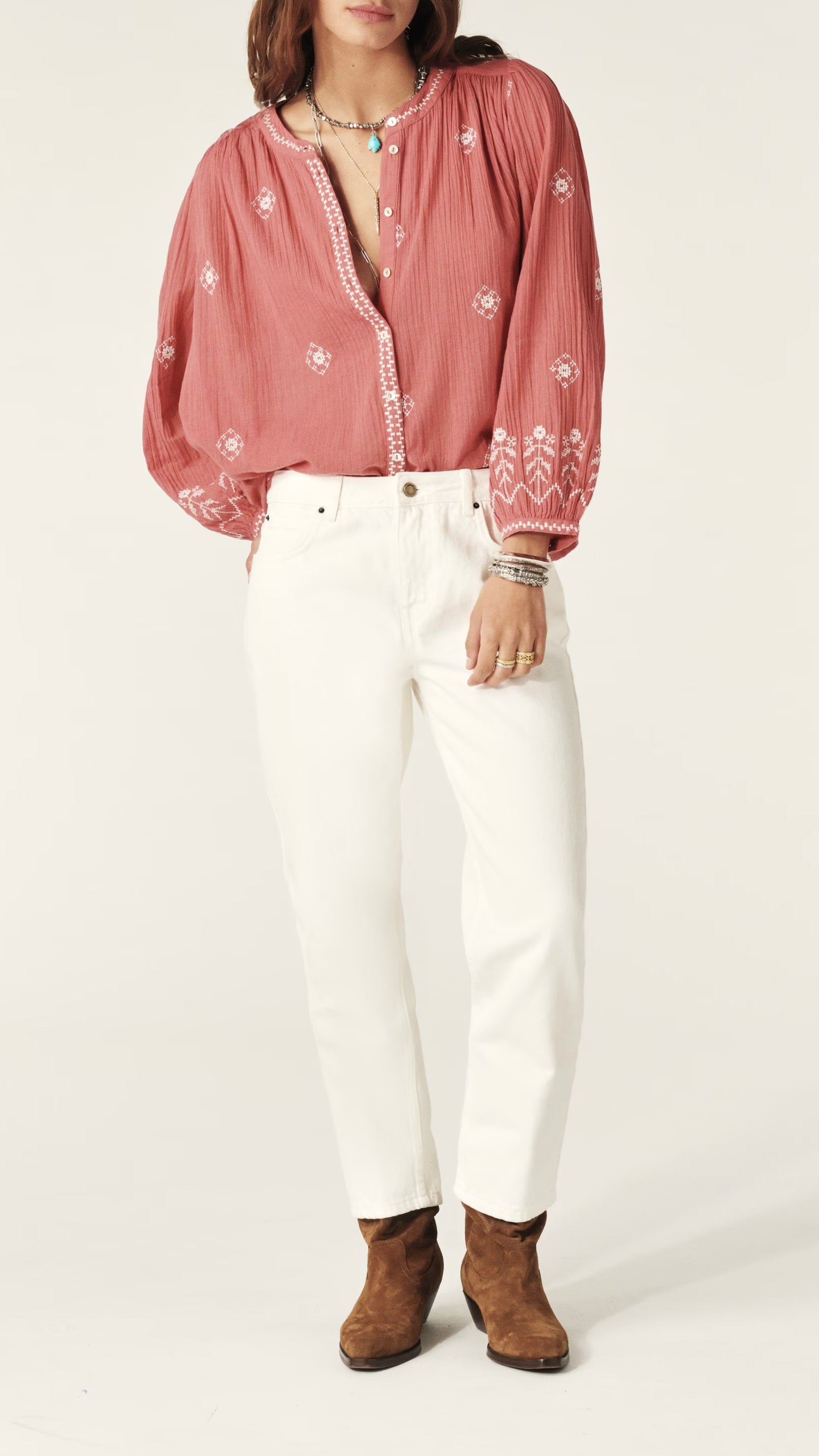 BLOUSE BRODEE EN VOILE DE COTON BASH DUHA#COLOR_BLUSH