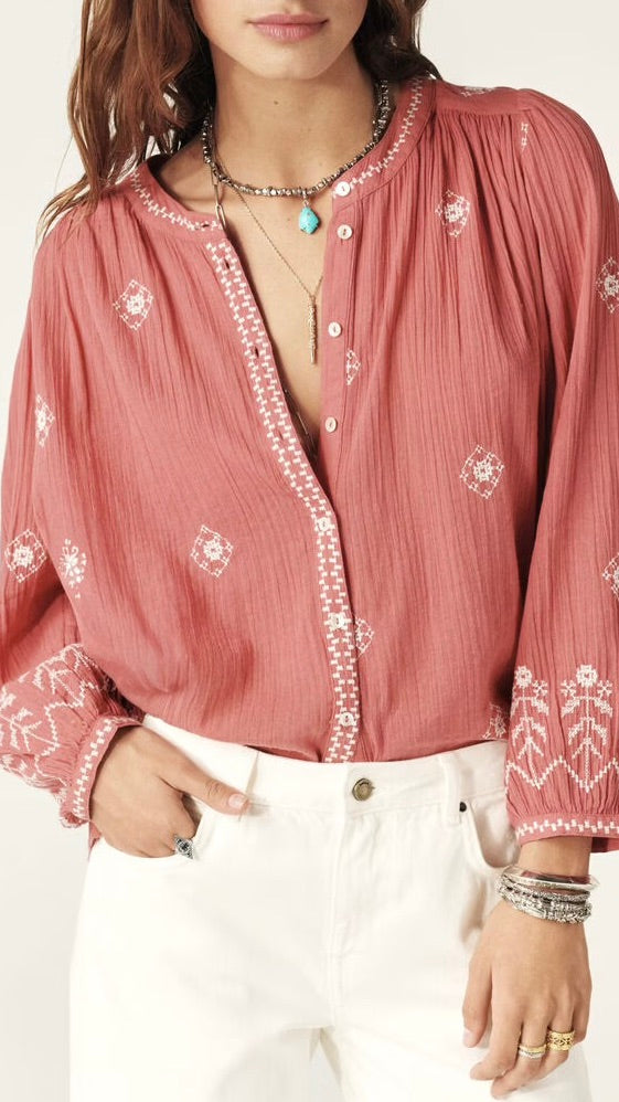 BLOUSE BRODEE EN VOILE DE COTON BASH DUHA#COLOR_BLUSH