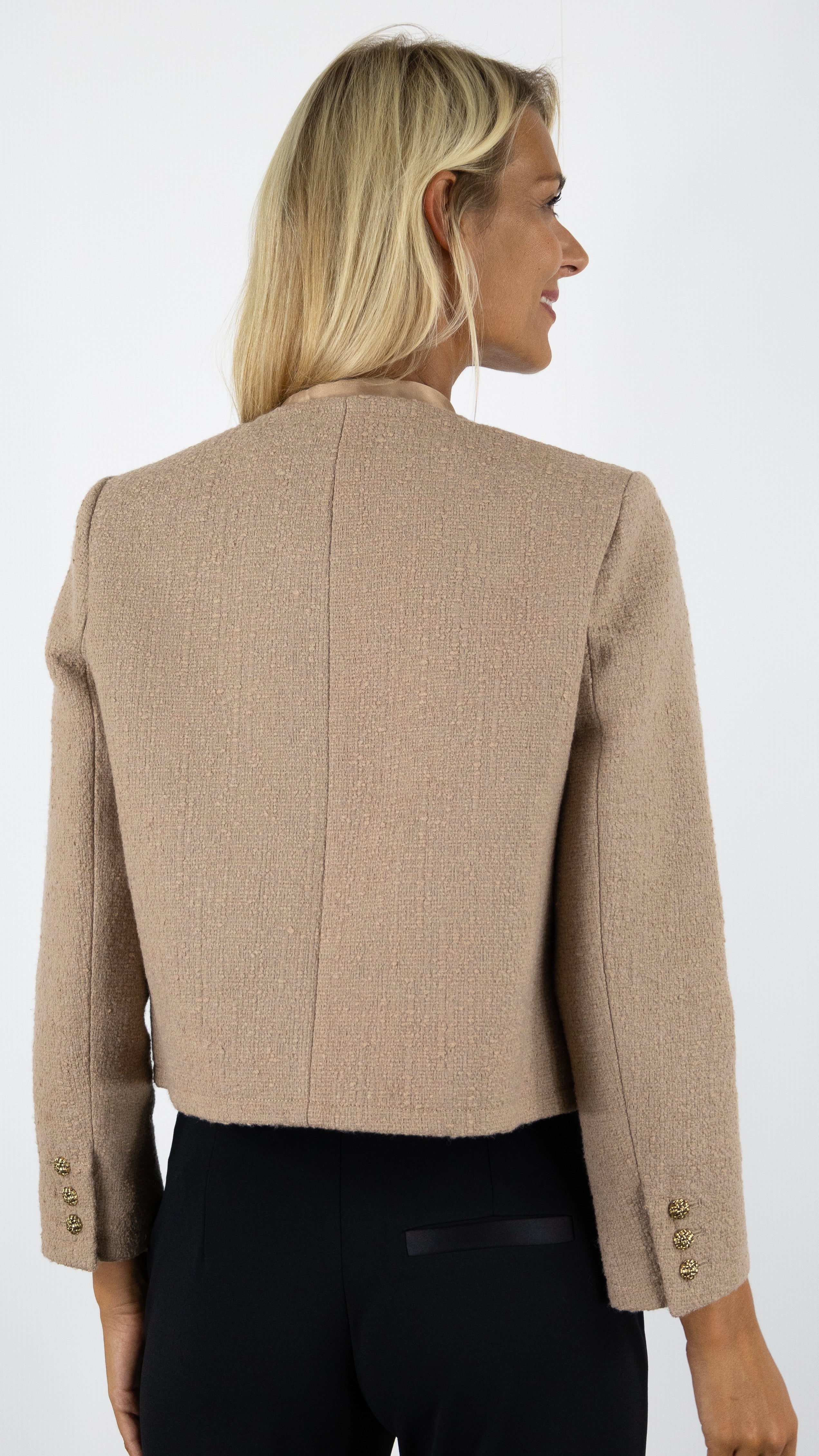 VESTE COURTE BOUCLETTE VESTE BASH MEREDITH#COLOR_CAMEL