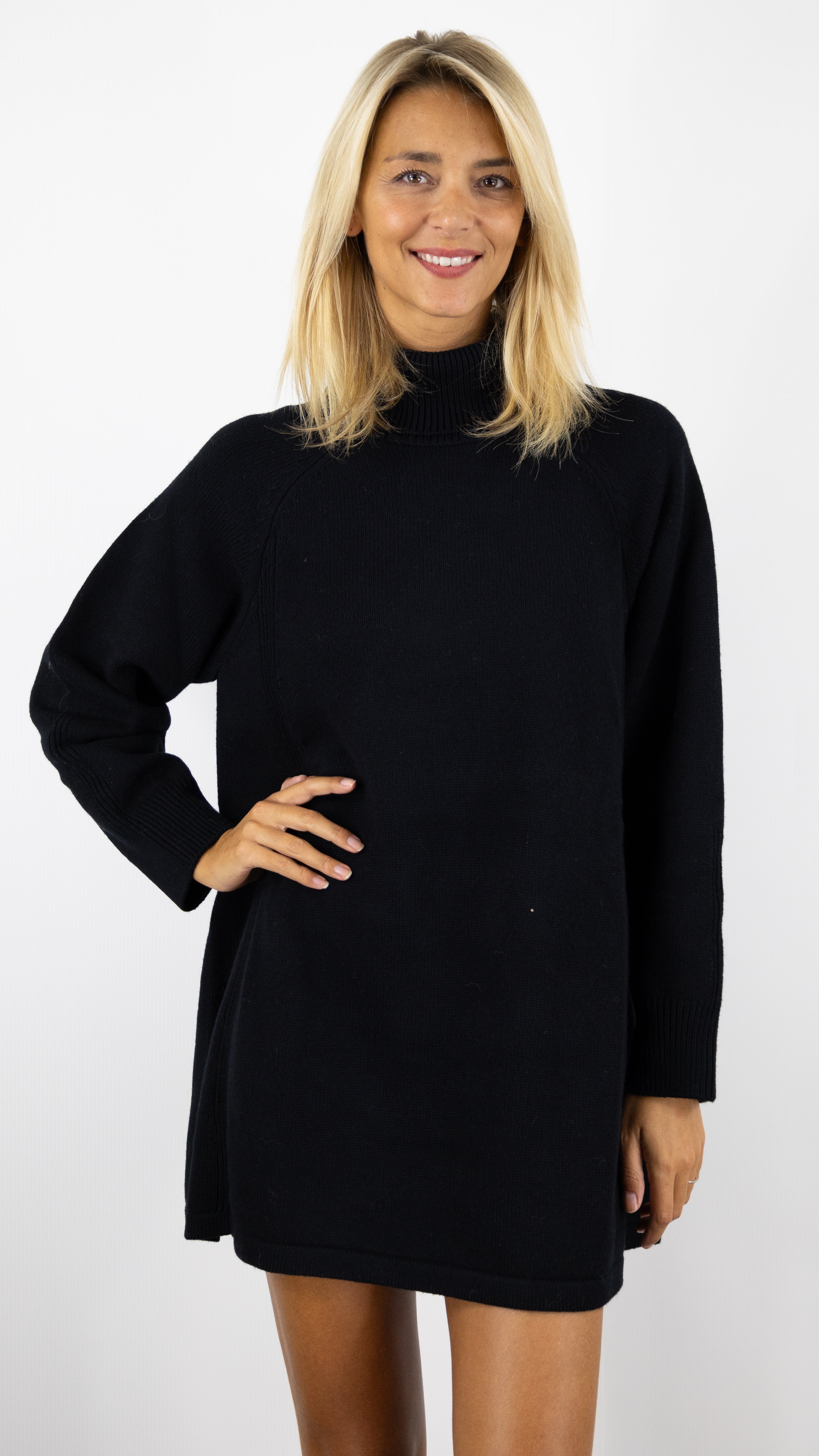 ROBE PULL COL ROULE EN MAILLE ROBE BASH MEDEE#COLOR_NOIR