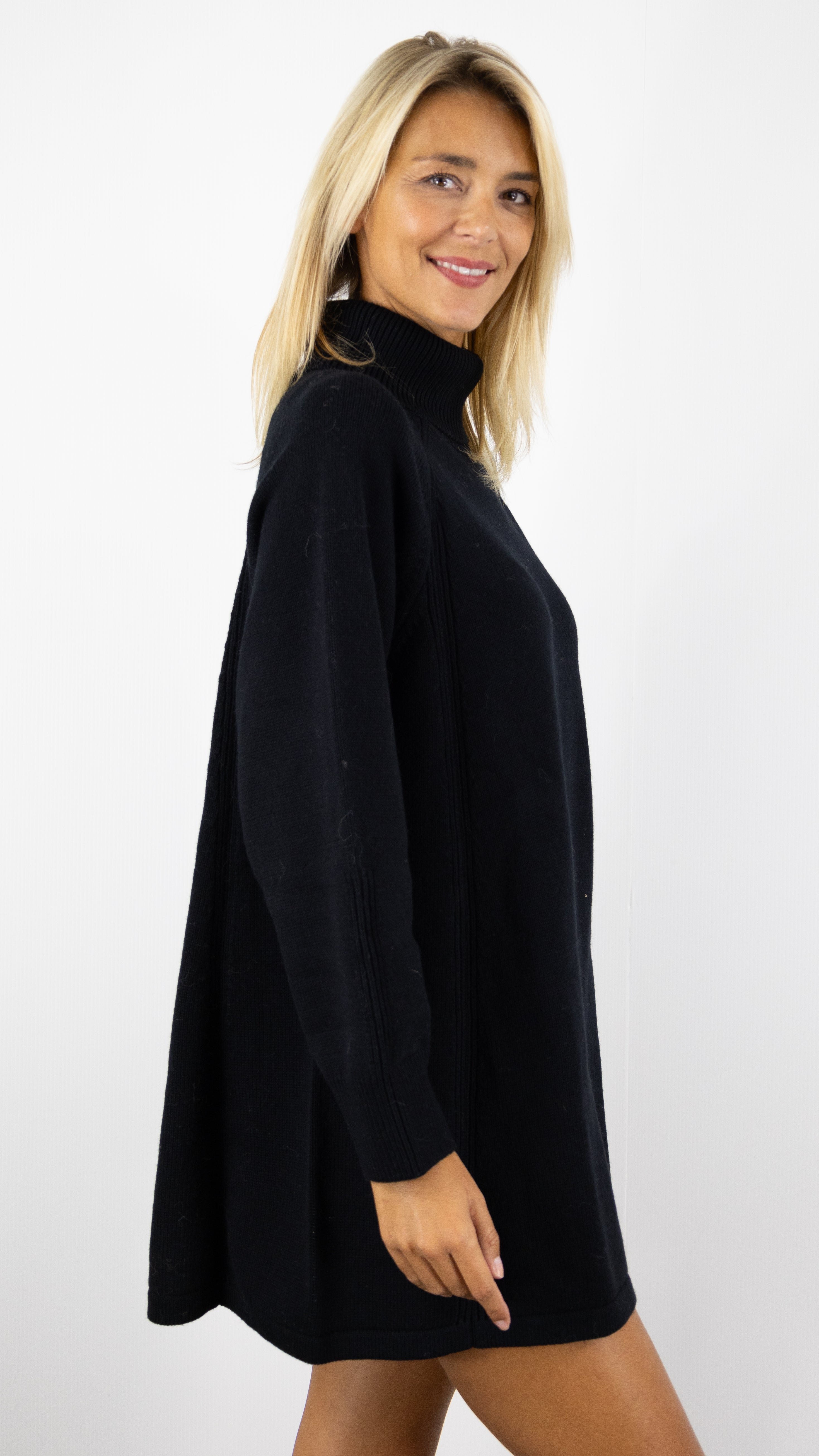 ROBE PULL COL ROULE EN MAILLE ROBE BASH MEDEE#COLOR_NOIR