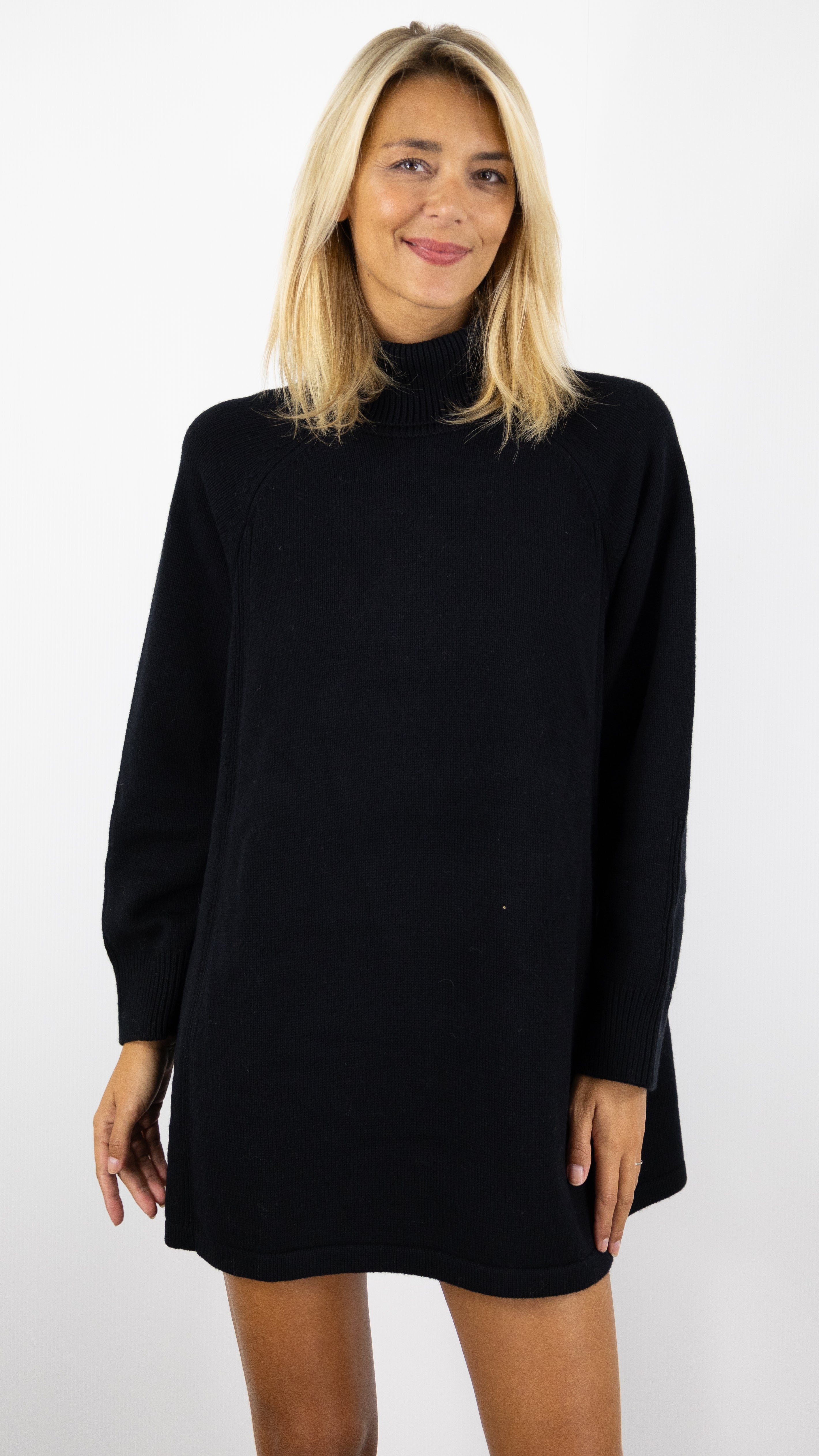 ROBE PULL COL ROULE EN MAILLE ROBE BASH MEDEE#COLOR_NOIR