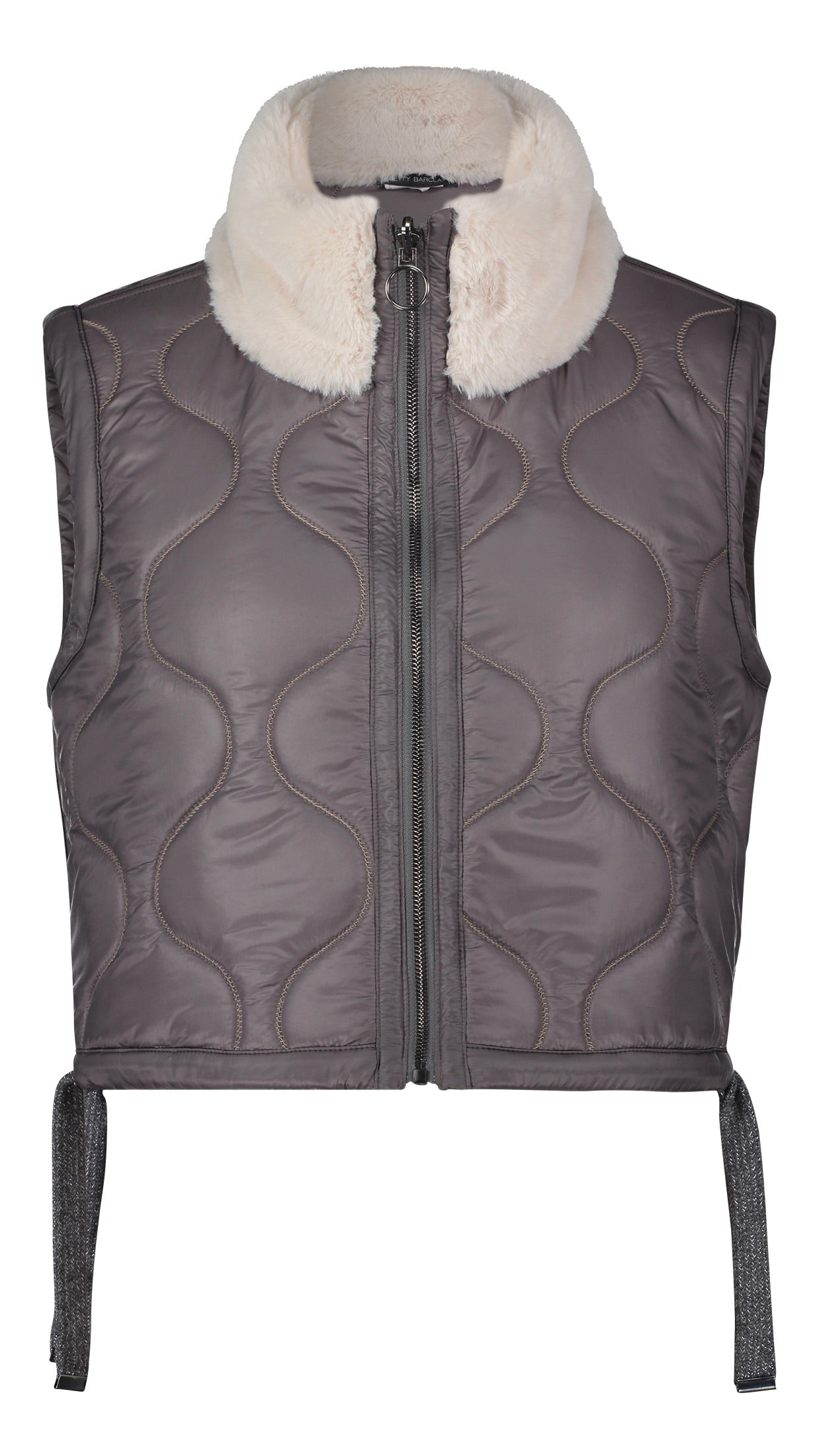 GILET REVERSIBLE FAUSSE FOURRURE 72212875 BETTY BARCLAY ECRU ET GRIS