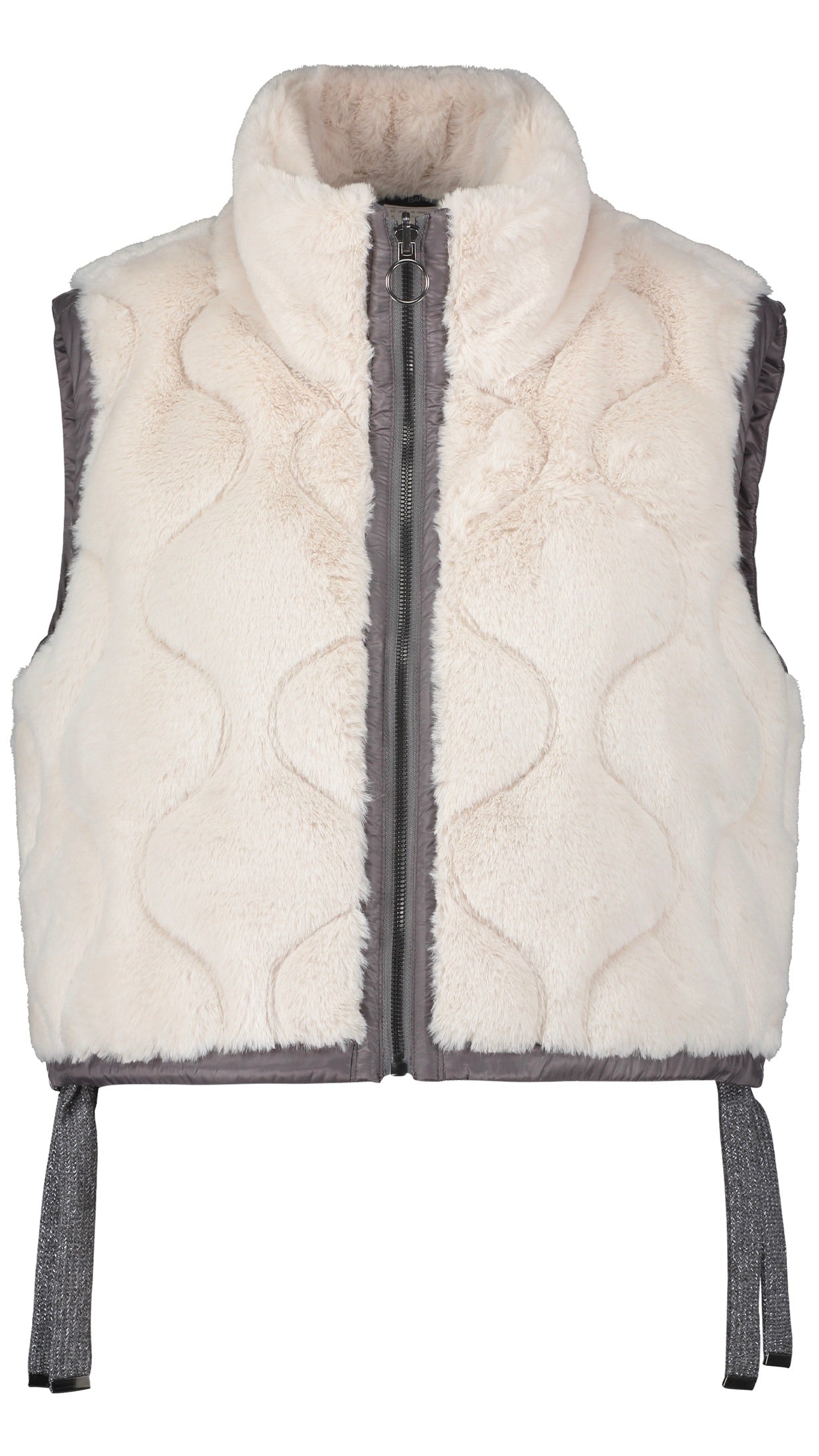 GILET REVERSIBLE FAUSSE FOURRURE 72212875 BETTY BARCLAY ECRU ET GRIS