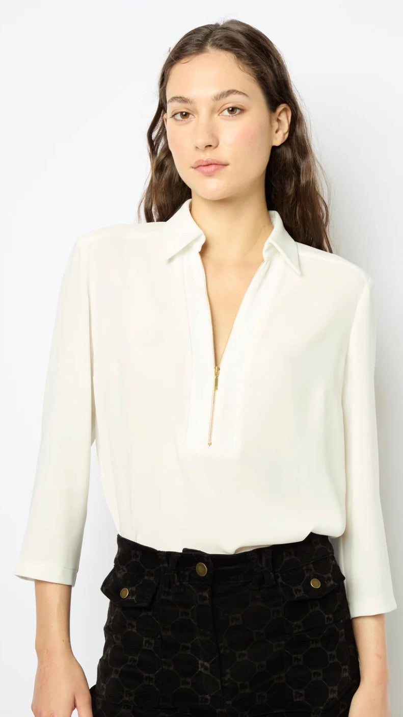 BLOUSE COL CHEMISE BRANDA GERARD DAREL ECRU