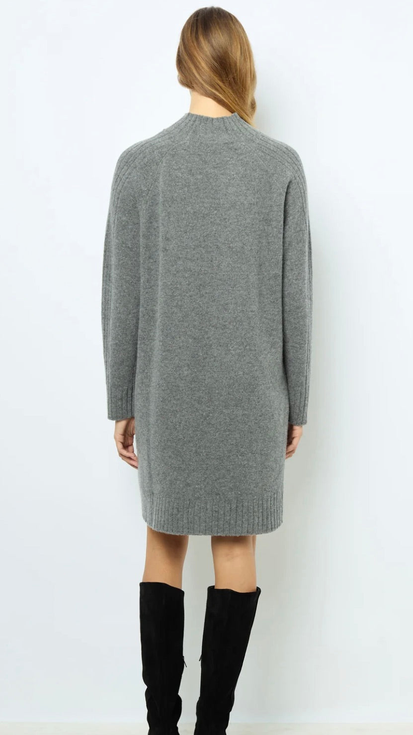 ROBE EN MAILLE COL MONTANT SOLIA GERARD DAREL GRIS 