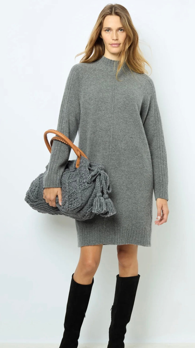 ROBE EN MAILLE COL MONTANT SOLIA GERARD DAREL GRIS 