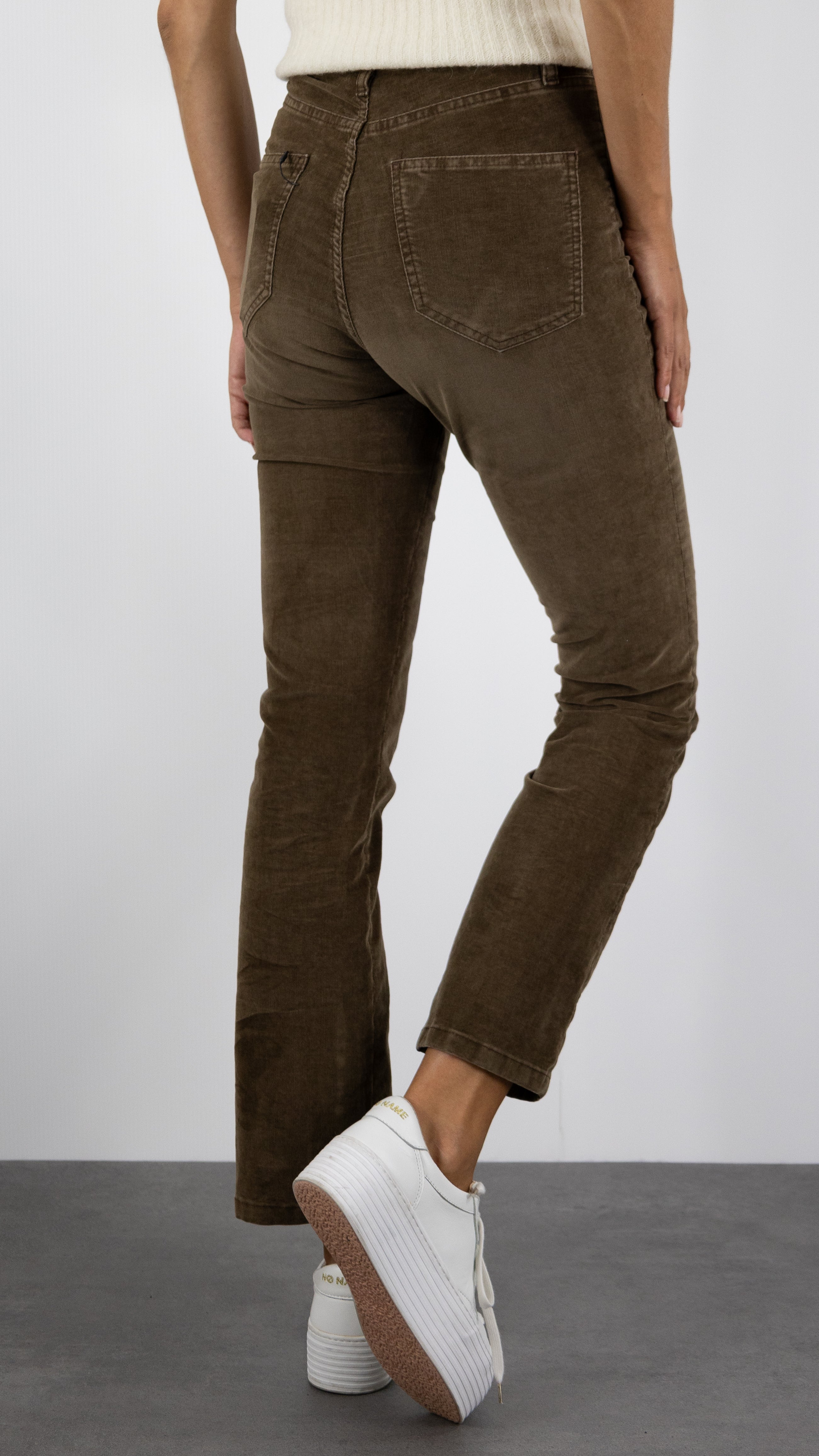 PANTALON EN VELOURS PALATINE ODETTE VINTAGE DENIM STUDIO#COLOR_ORGE USED/NOISETTE