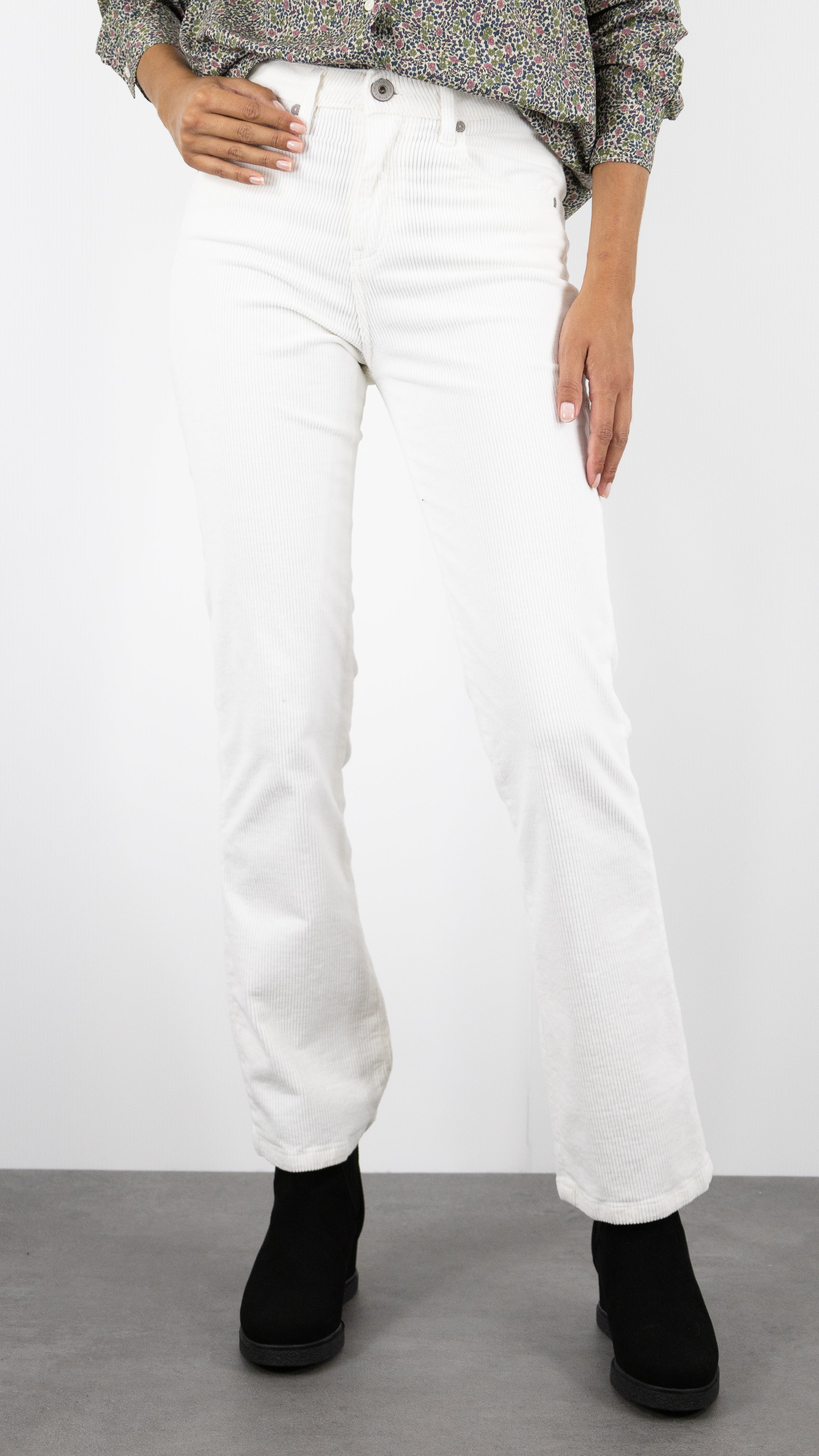 PANTALON EN VELOURS COTELE JEFF ORIGINAL DENIM STUDIO#COLOR_ECRU/BLANC