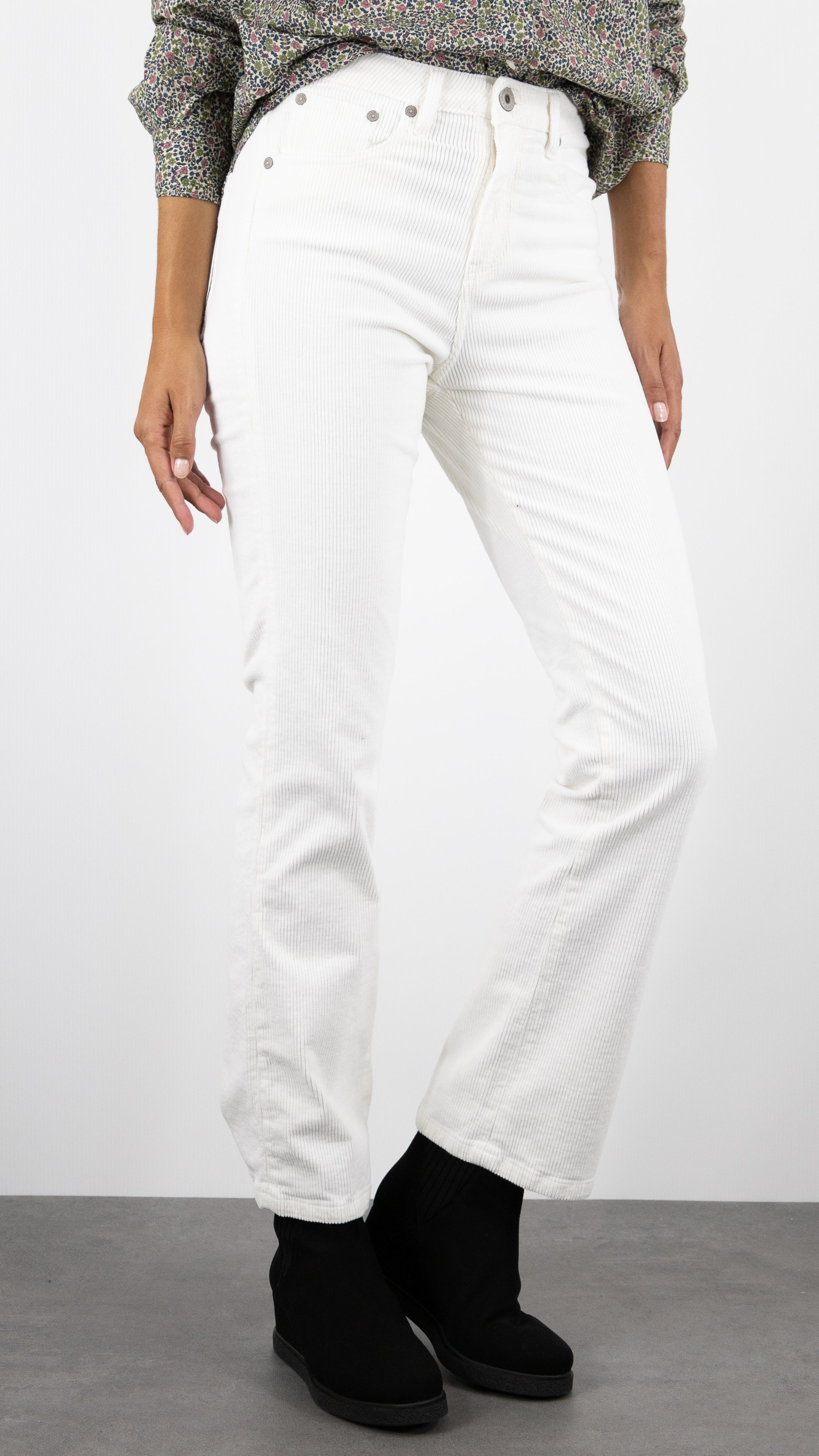 PANTALON EN VELOURS COTELE JEFF ORIGINAL DENIM STUDIO#COLOR_ECRU/BLANC