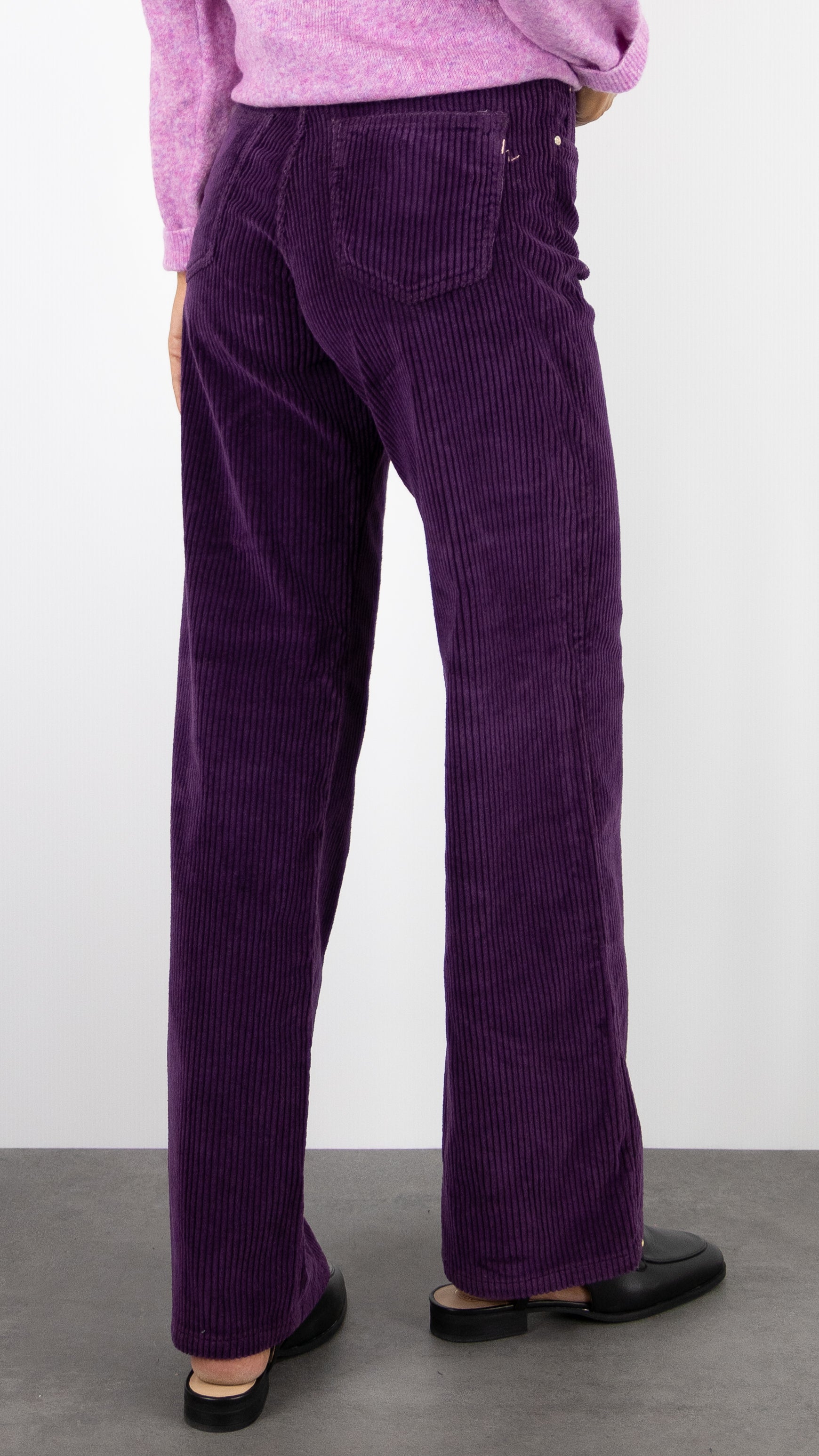 PANTALON LARGE EN VELOURS COTELE OSCAR CABLE ISLOW#COLOR_RAISIN