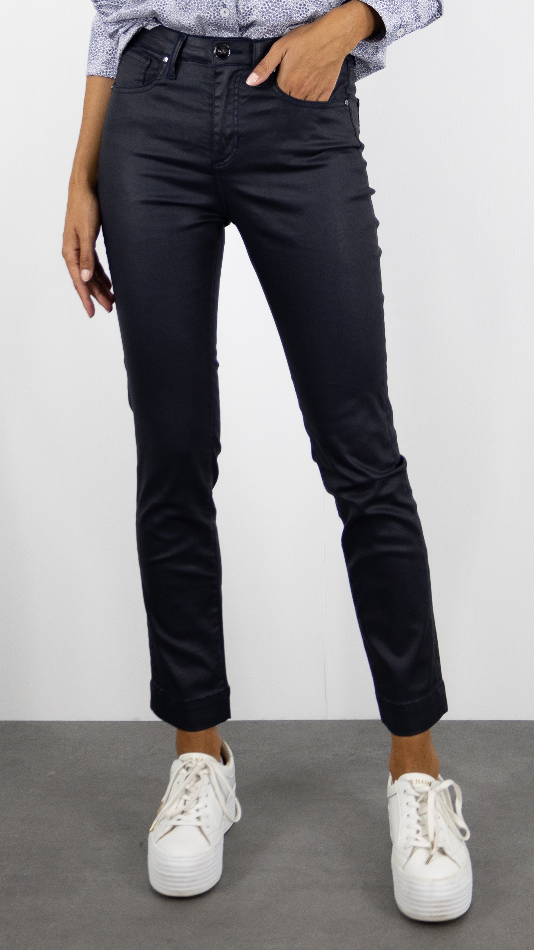 PANTALON ENDUIT SLIM MARIN WAX SATEEN#COLOR_NAVY