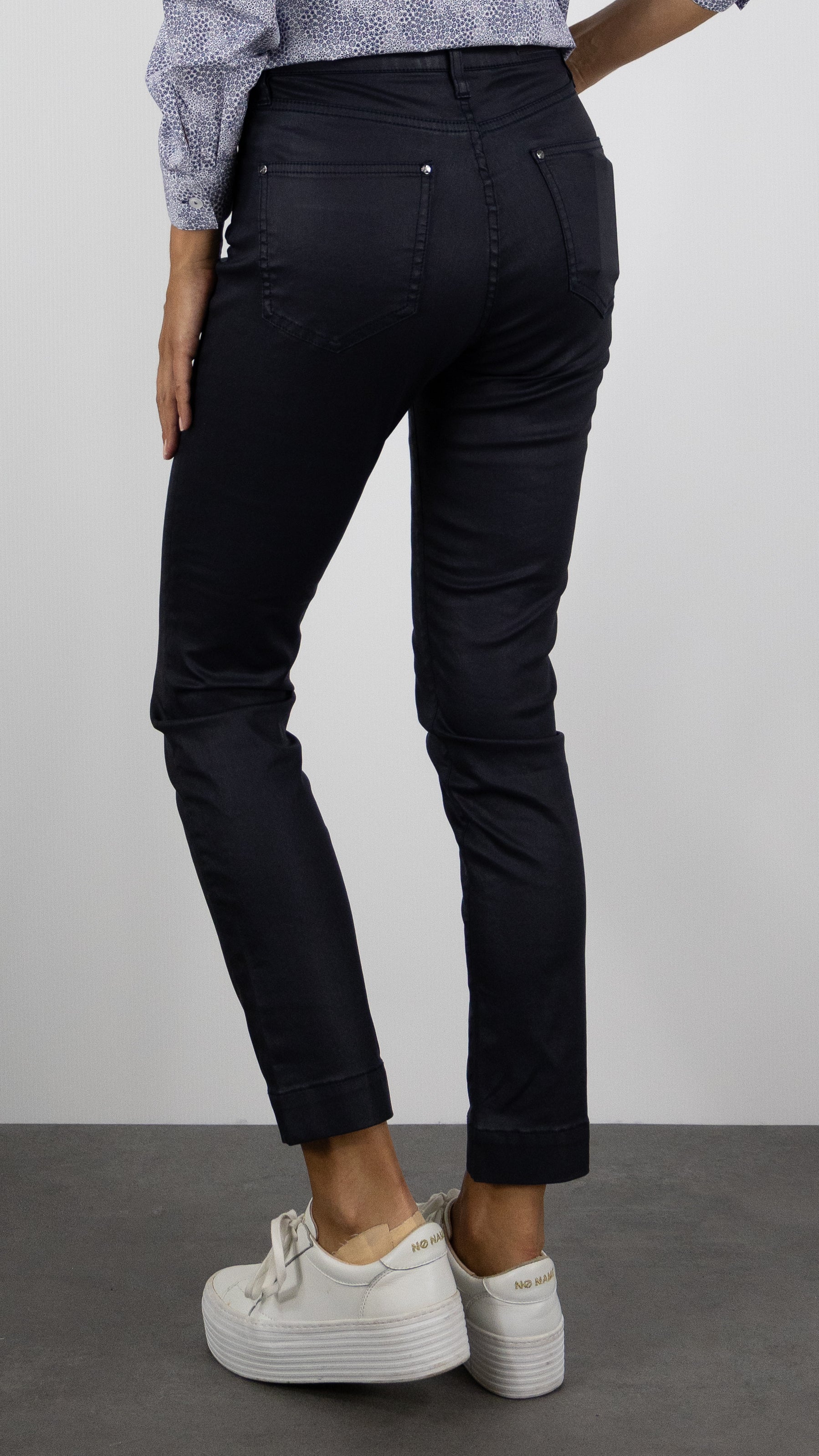 PANTALON ENDUIT SLIM MARIN WAX SATEEN#COLOR_NAVY