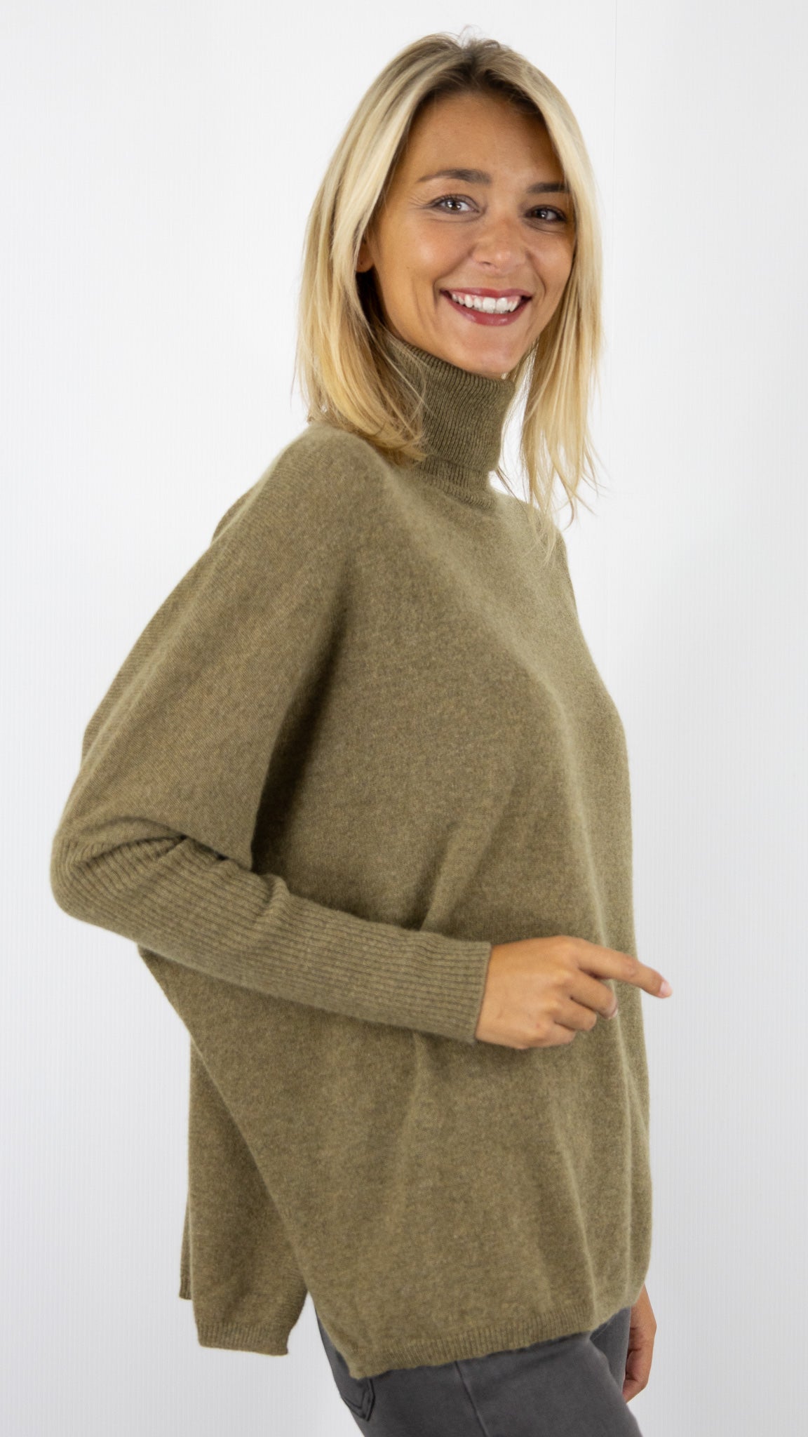 PULL EN CACHEMIRE COL ROULE NOT SHY MARGARETH#COLOR_MOSS/KAKI