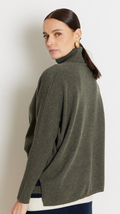 PULL EN CACHEMIRE COL ROULE NOT SHY MARGARETH#COLOR_MOSS/KAKI