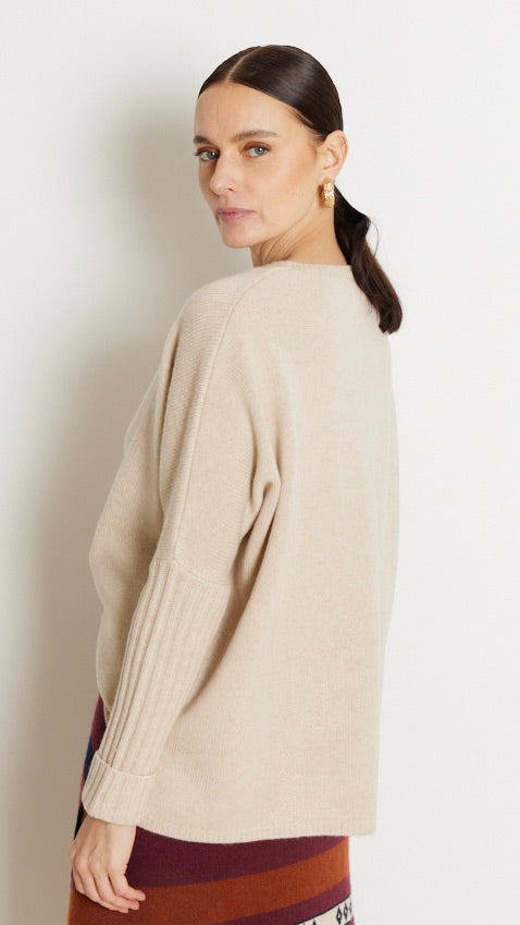 PULL V AMPLE EN CACHEMIRE EMILIENNE 4502500C NOT SHY BEIGE CHINE