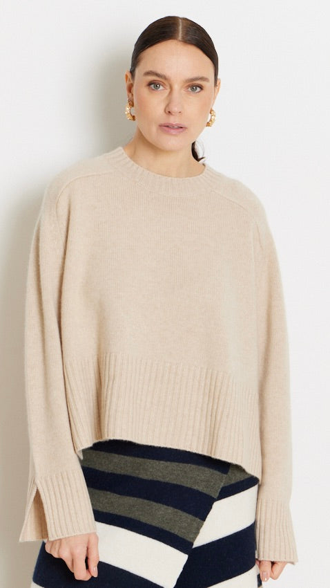 PULL COL ROND AMPLE EN CACHEMIRE XENIA 4501048C NOT SHY BEIGE CHINE