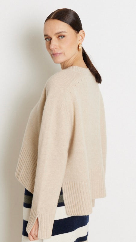 PULL COL ROND AMPLE EN CACHEMIRE XENIA 4501048C NOT SHY BEIGE CHINE