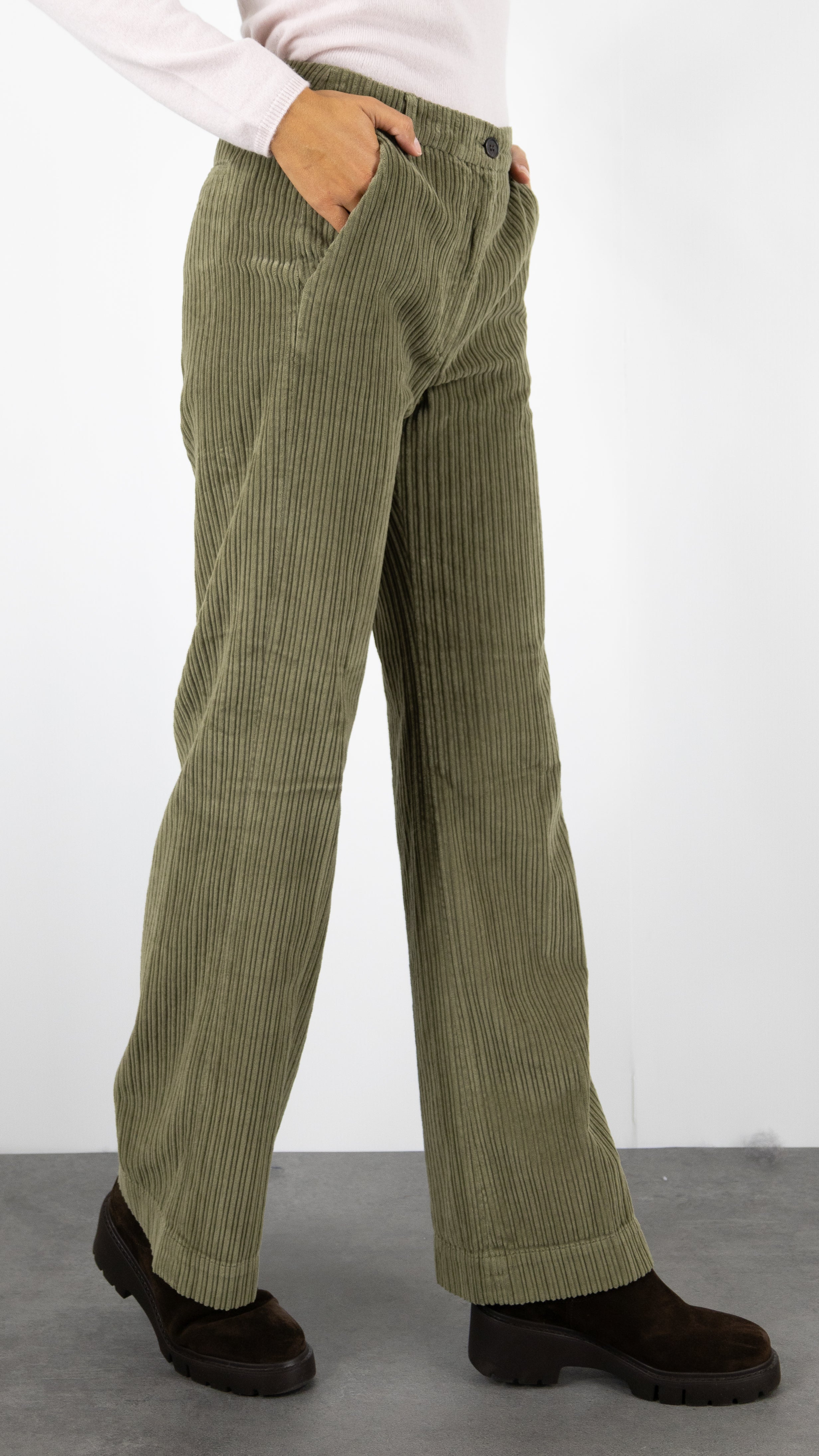 PANTALON DROIT EN VELOURS COTELE PANDORE HARTFORD#COLOR_35/ARMY