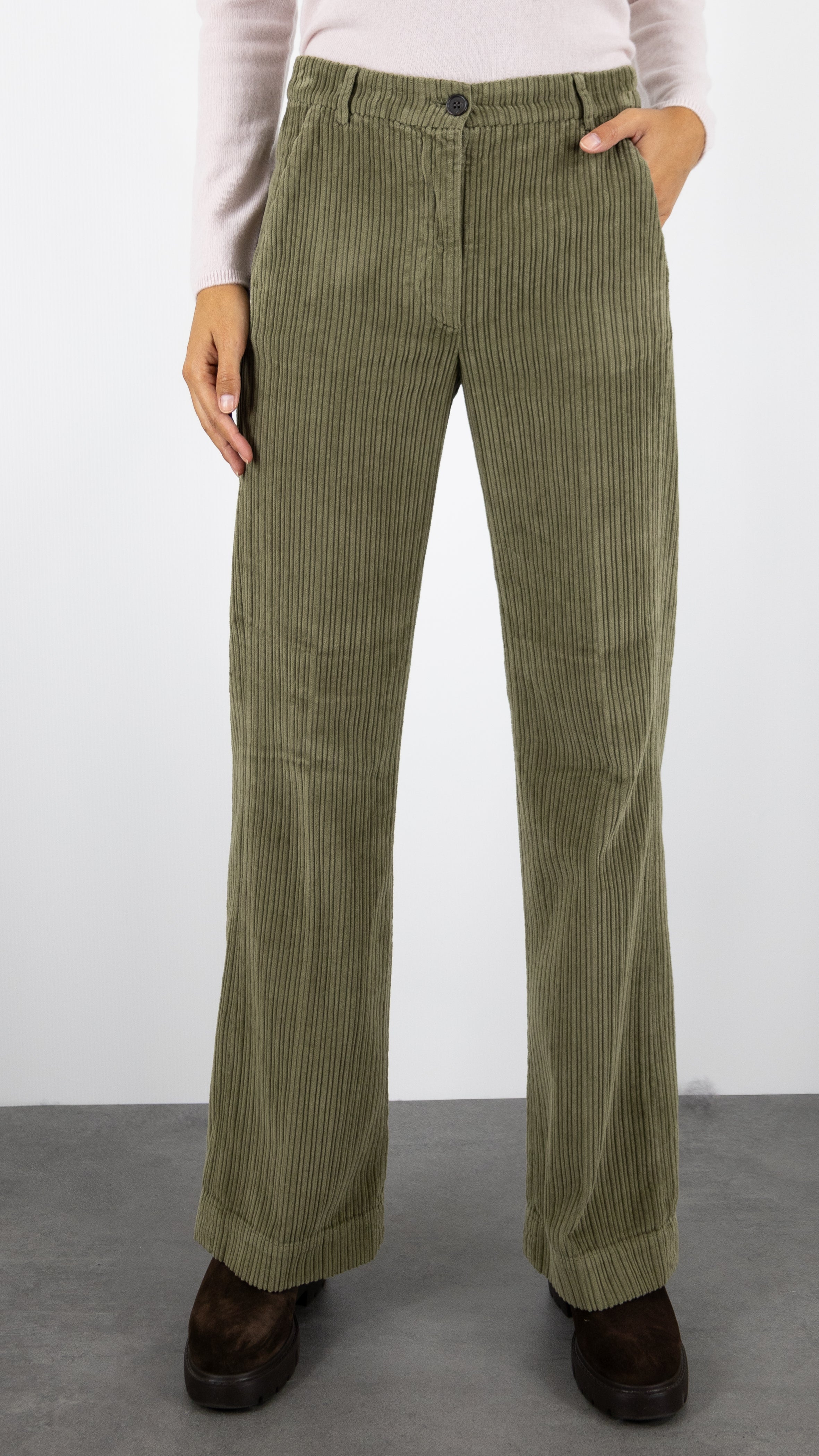 PANTALON DROIT EN VELOURS COTELE PANDORE HARTFORD#COLOR_35/ARMY