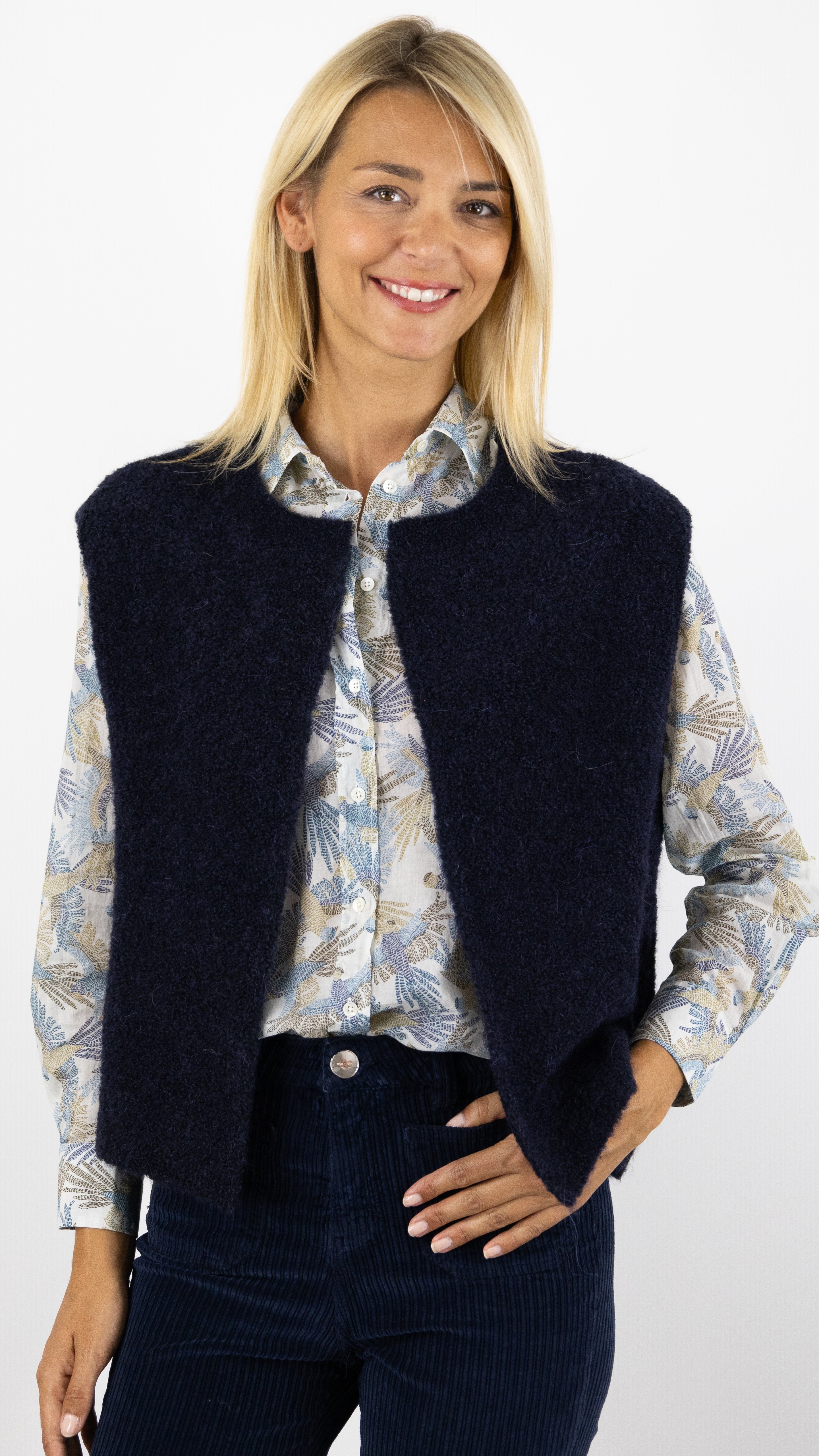 GILET SANS MANCHES MAILLE MOELLEUSE DES PETITS HAUTS ACHILLE#COLOR_MARINE