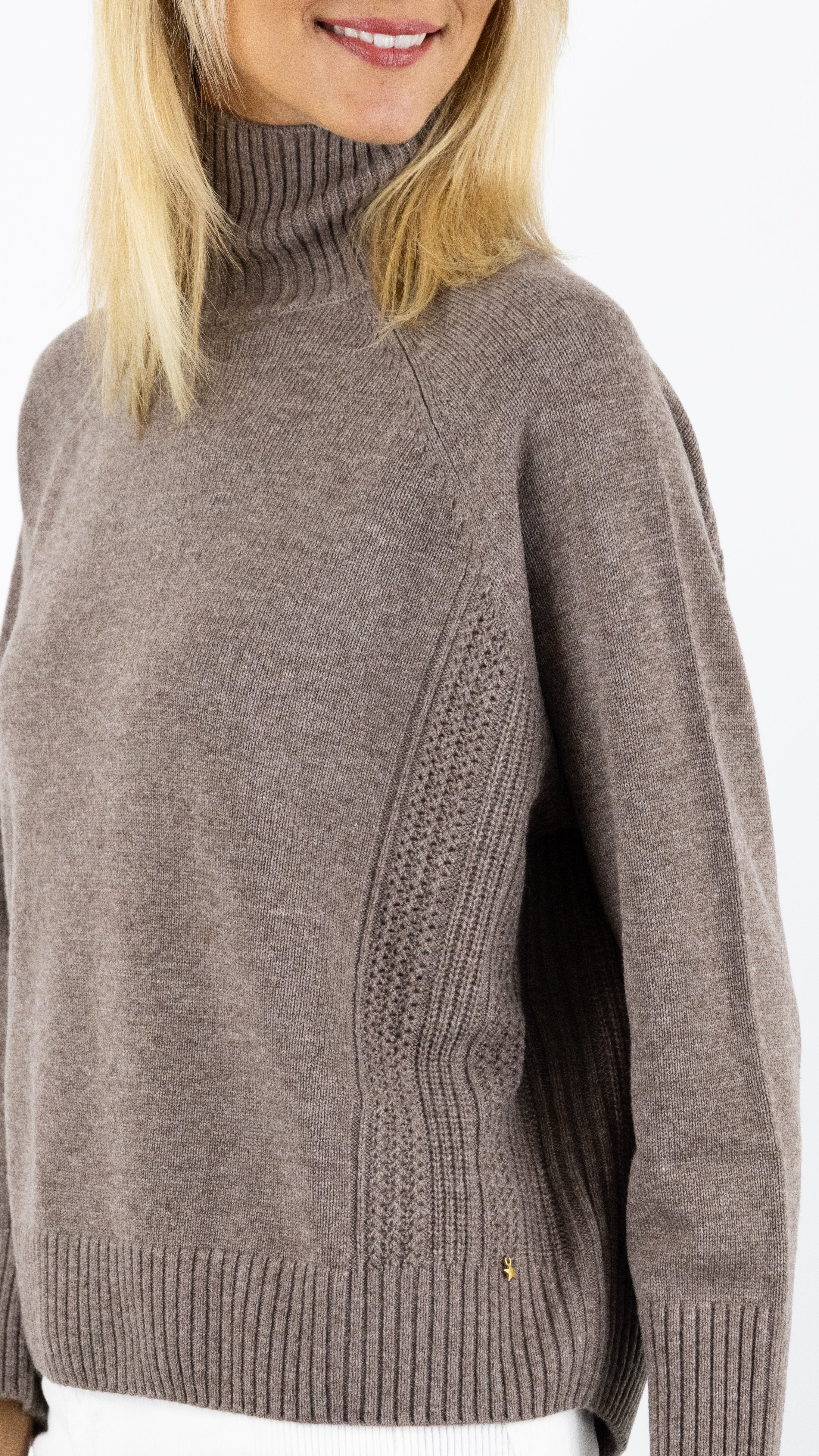 PULL COL CHEMINEE EN LAINE ARAMIS DES PETITS HAUTS GALET TAUPE