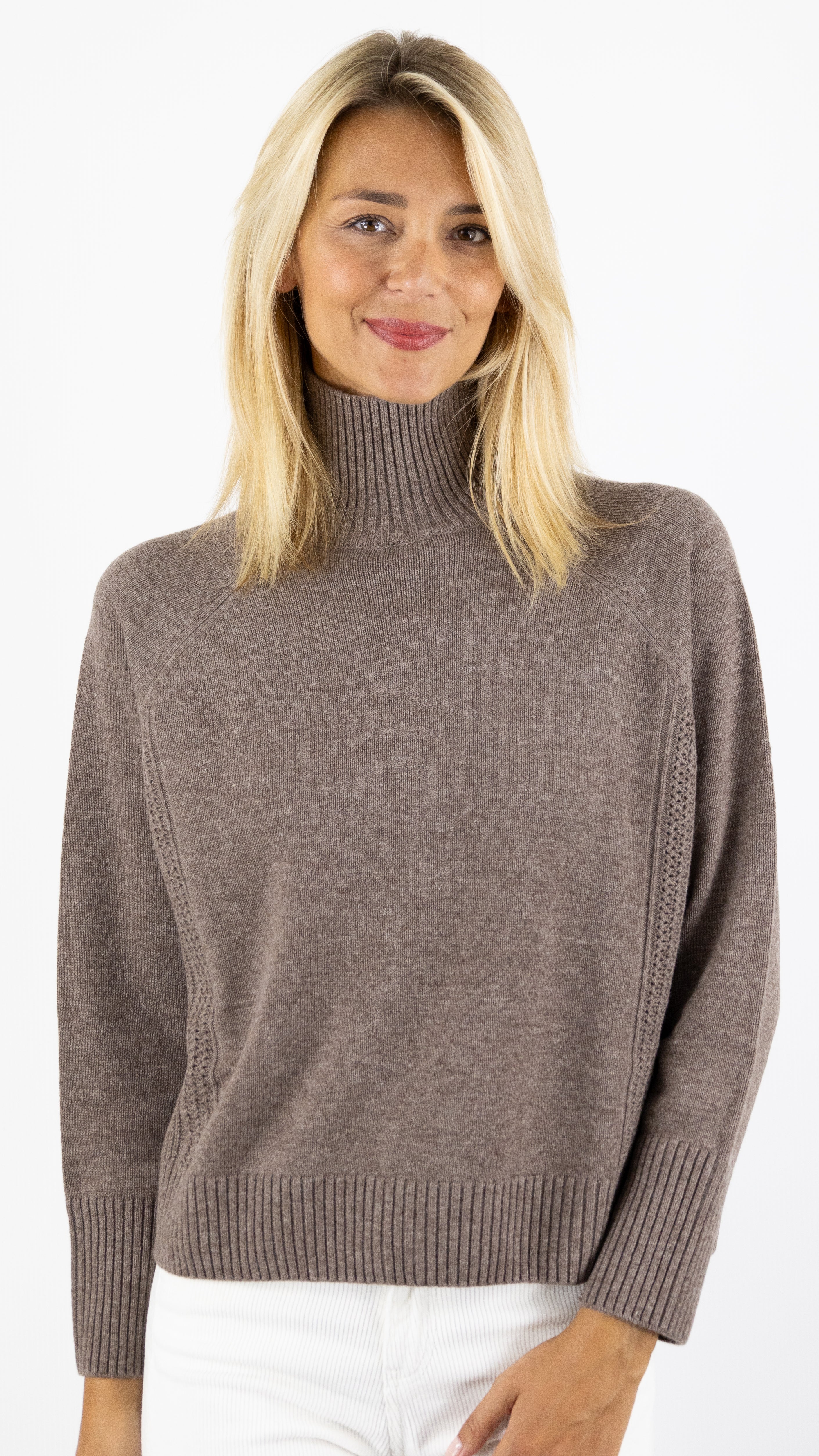 PULL COL CHEMINEE EN LAINE ARAMIS DES PETITS HAUTS GALET TAUPE