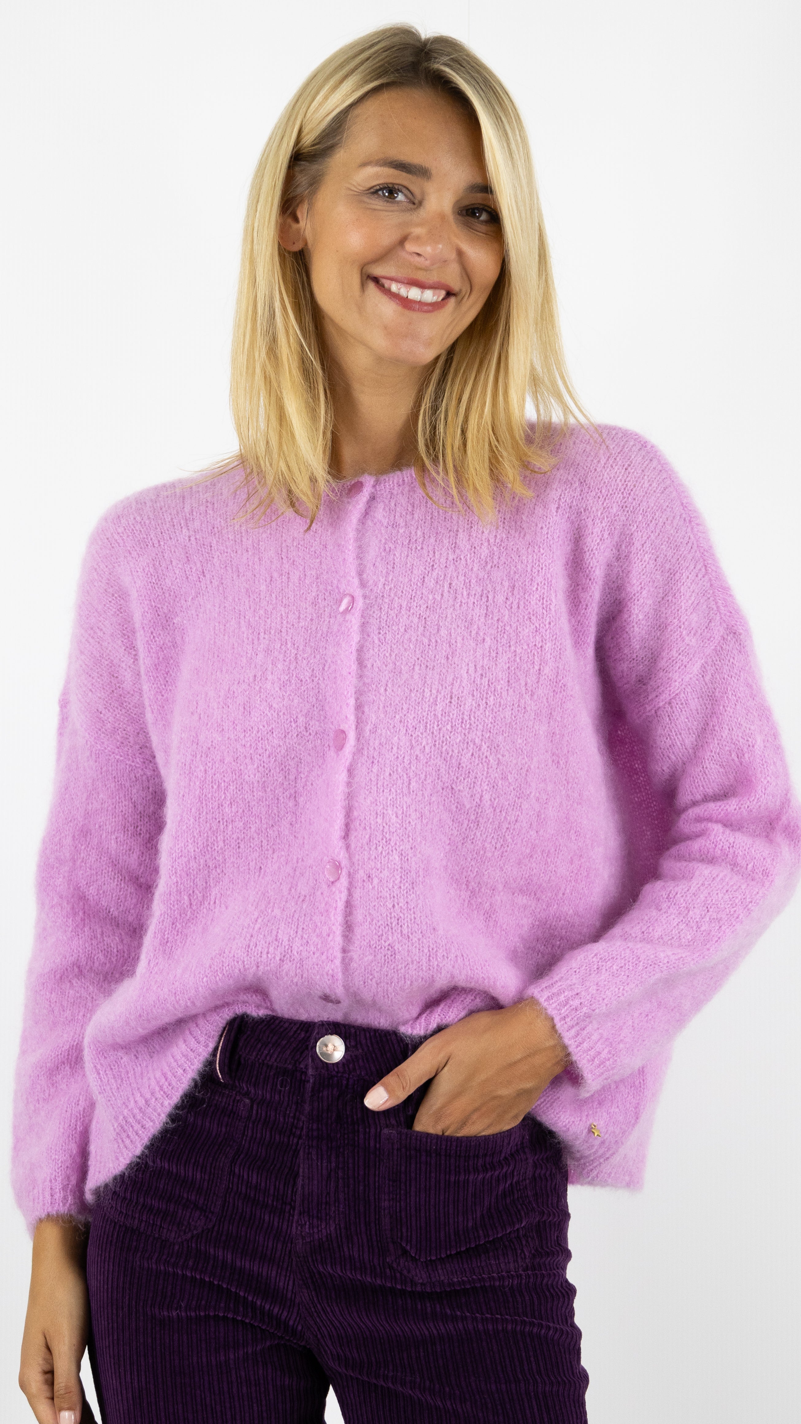 CARDIGAN MAILLE MOELLEUSE BEA DES PETITS HAUTS#COLOR_BLOSSOM/ROSE