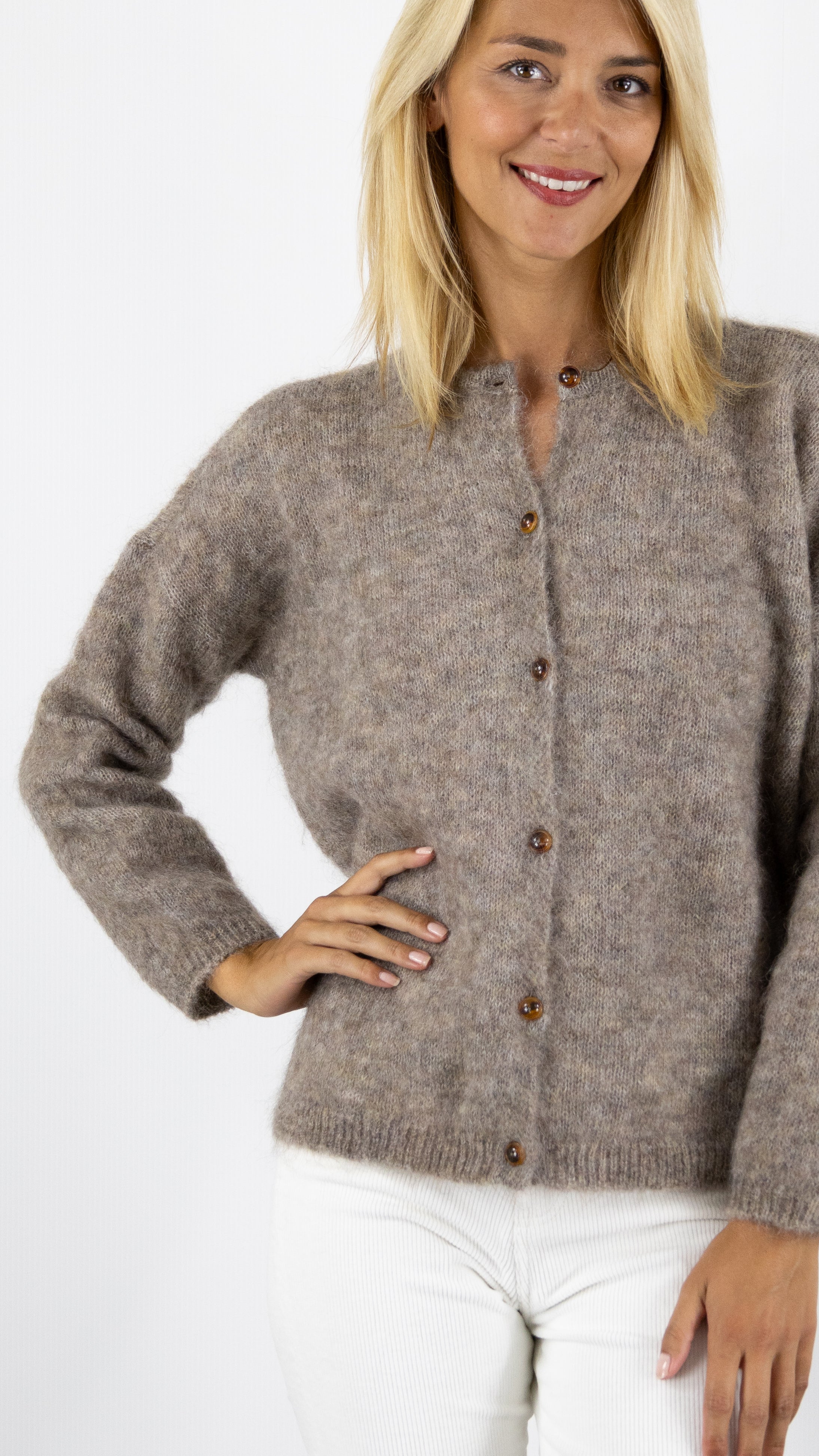 CARDIGAN MAILLE MOELLEUSE BEA DES PETITS HAUTS#COLOR_MARMOTTE/TAUPE