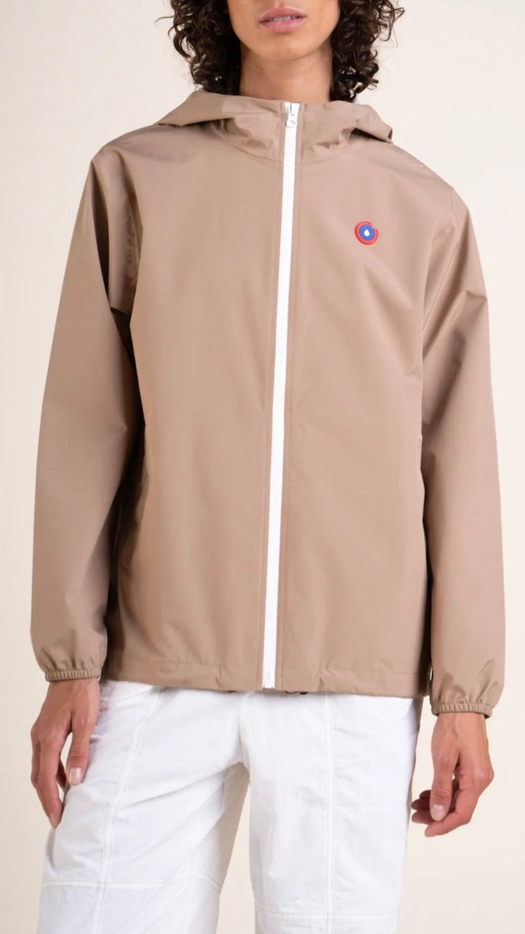 VESTE COURTE IMPERMEABLE A CAPUCHE FLOTTE SAHARA CAMEL PASSY