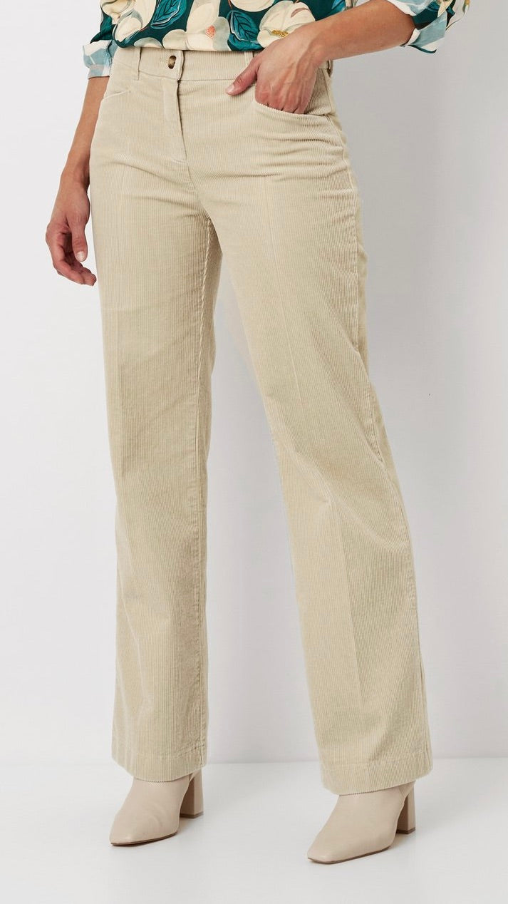 PANTALON FLARE EN VELOURS COTELE TONI 1214/21 3102#COLOR_070/ECRU